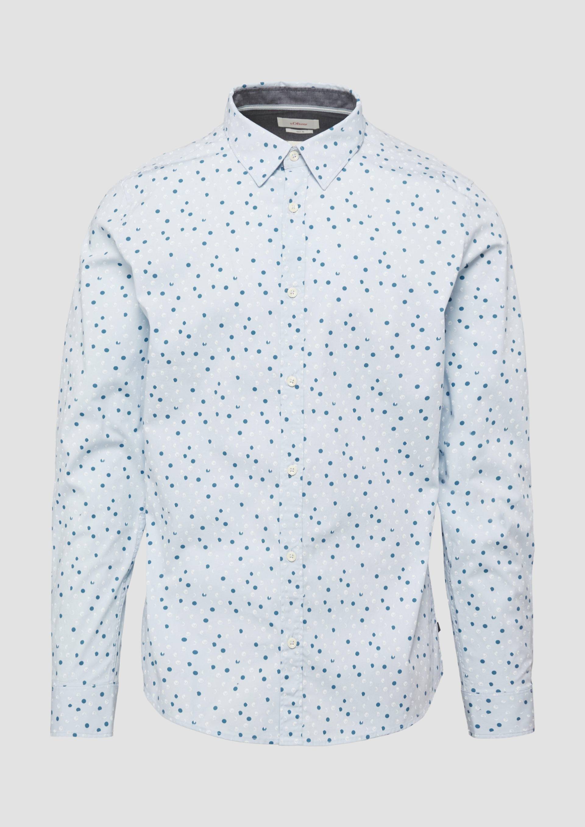 s.Oliver - Slim Fit: Gemustertes Popeline-Hemd mit Kentkragen, Herren, blau|mehrfarbig von s.Oliver