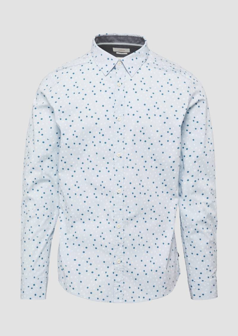 s.Oliver - Slim Fit: Gemustertes Popeline-Hemd mit Kentkragen, Herren, blau|mehrfarbig von s.Oliver