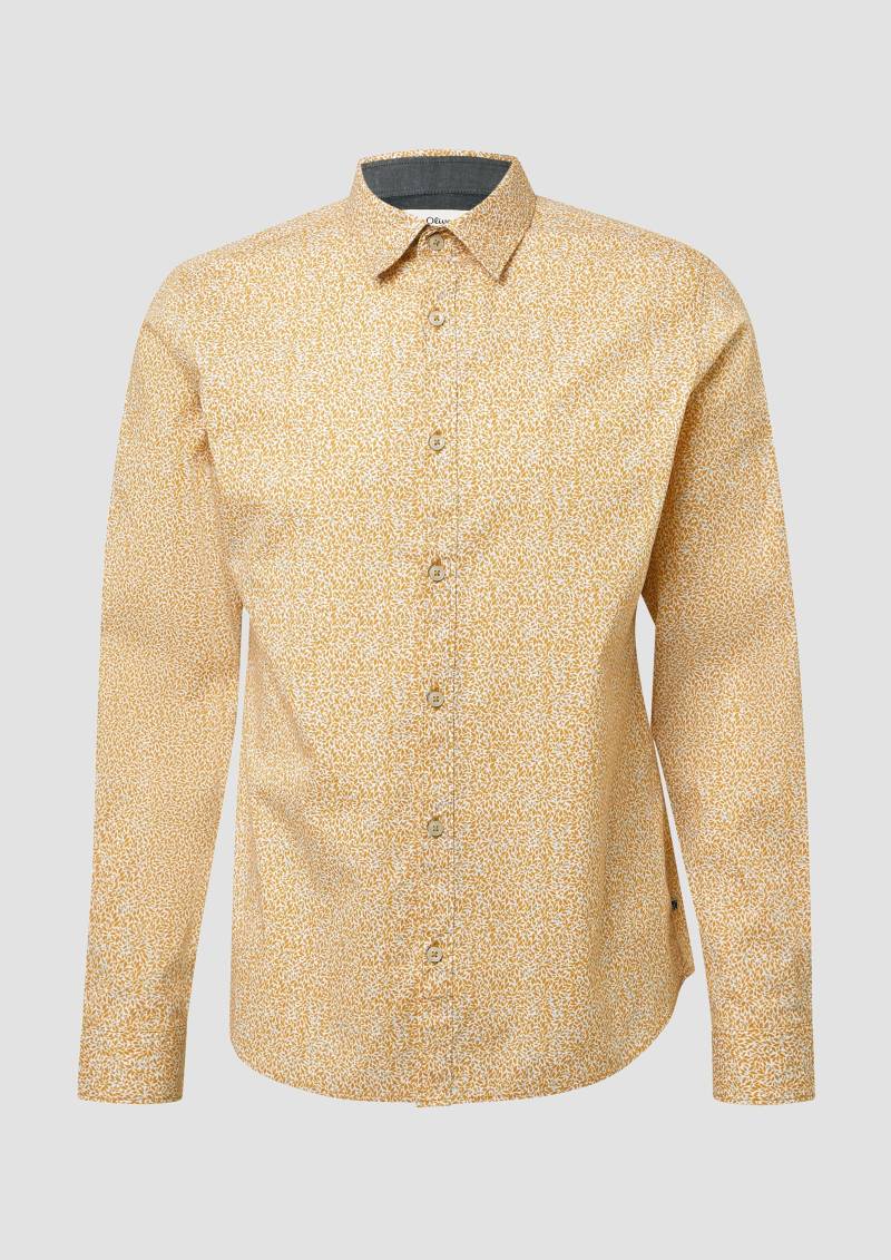 s.Oliver - Slim Fit: Hemd aus Baumwollstretch mit All-over-Print, Herren, gelb von s.Oliver
