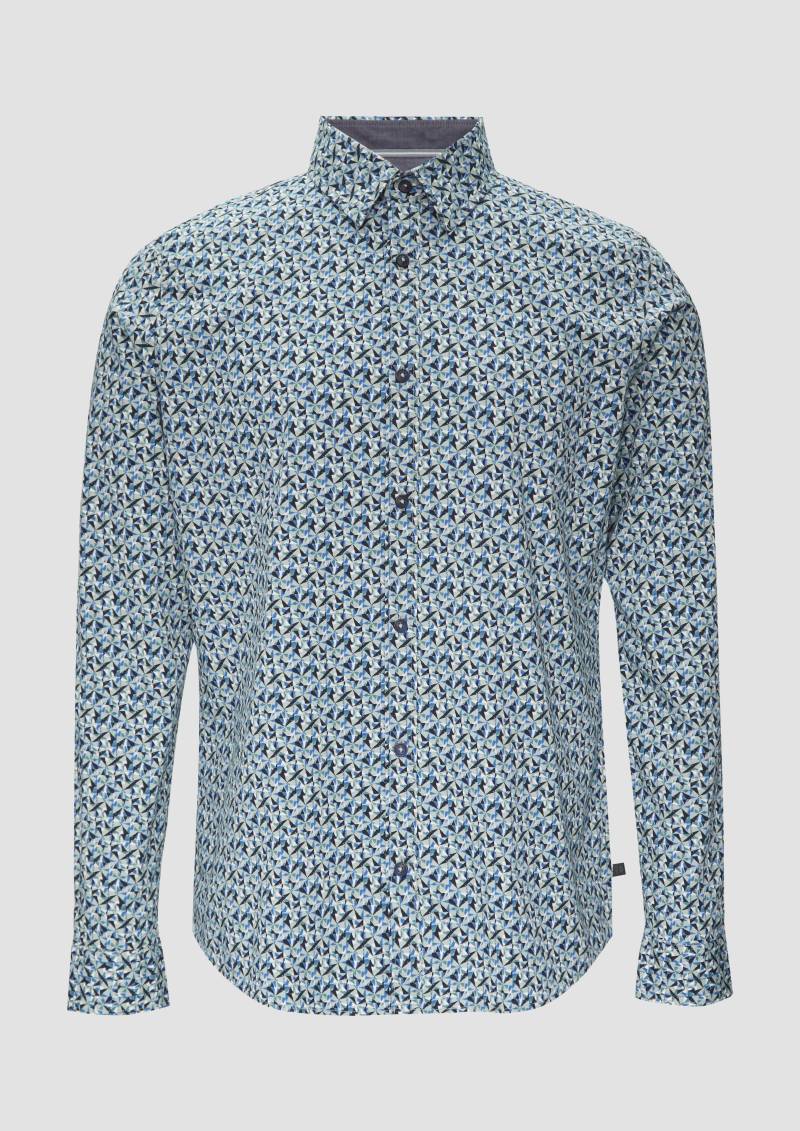 s.Oliver - Slim Fit: Popeline-Hemd mit All-over-Print, Herren, grün|mehrfarbig von s.Oliver
