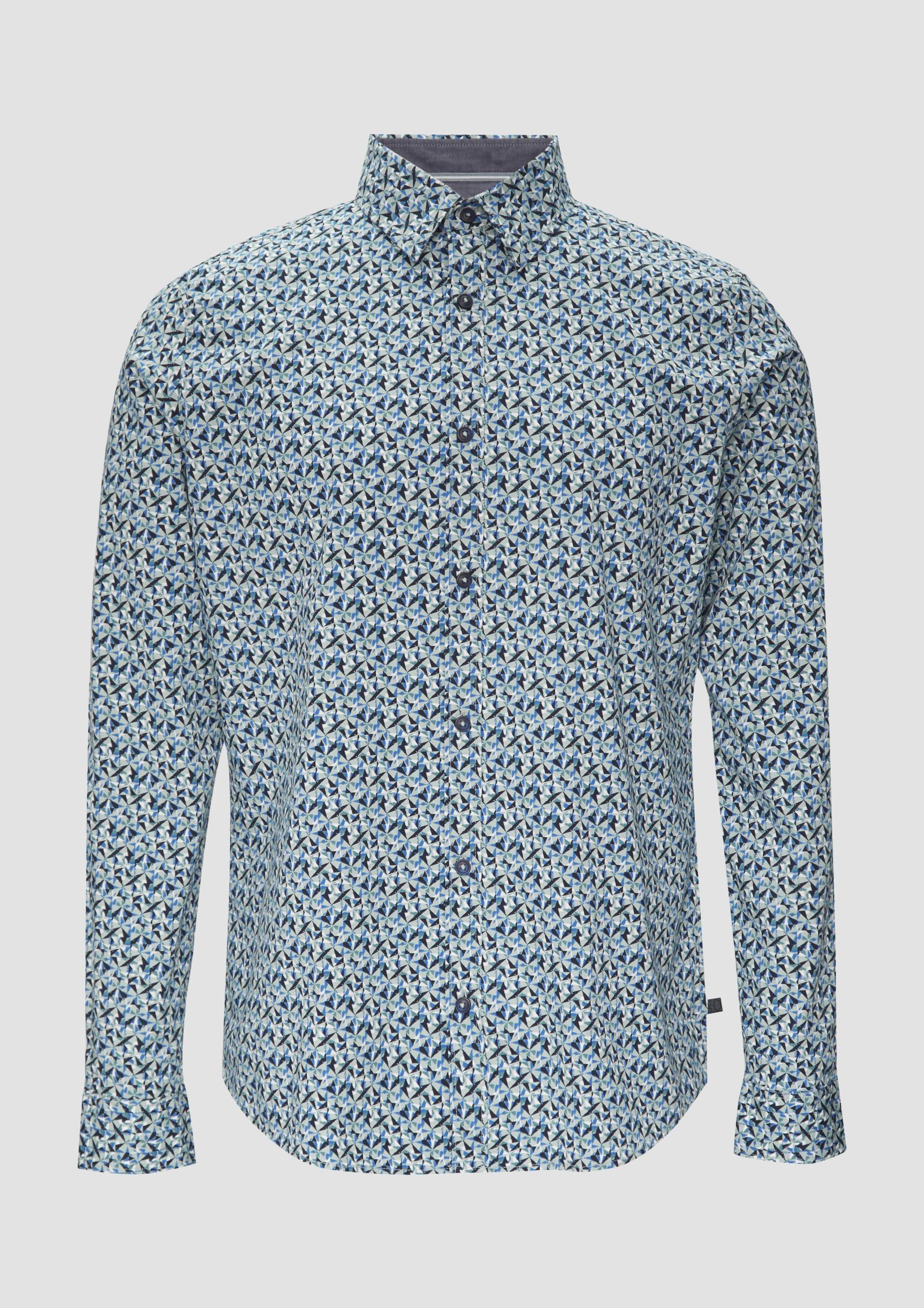 s.Oliver - Slim Fit: Popeline-Hemd mit All-over-Print, Herren, grün|mehrfarbig von s.Oliver