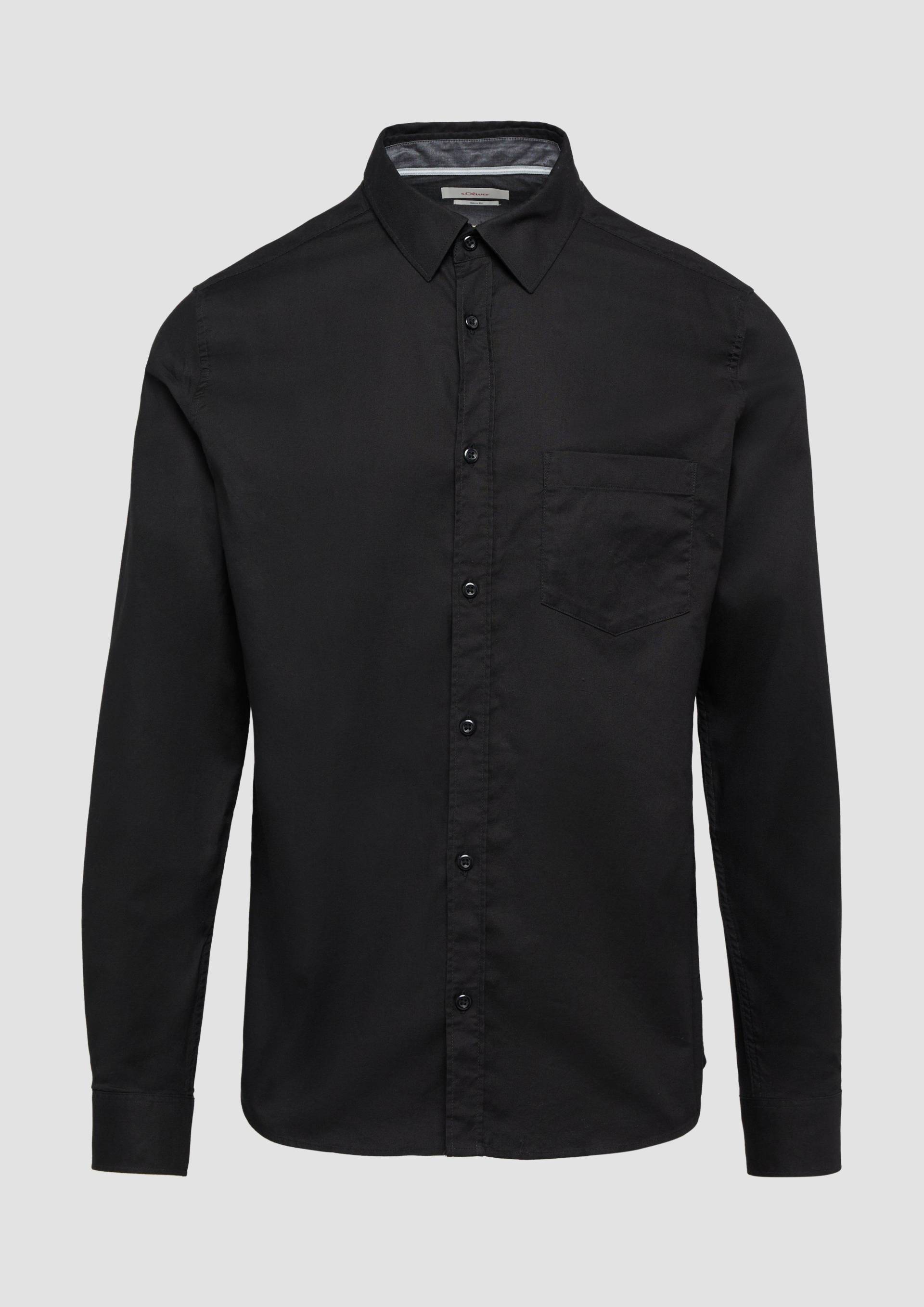 s.Oliver - Slim Fit: Strukturiertes Hemd mit Kentkragen, Herren, schwarz von s.Oliver
