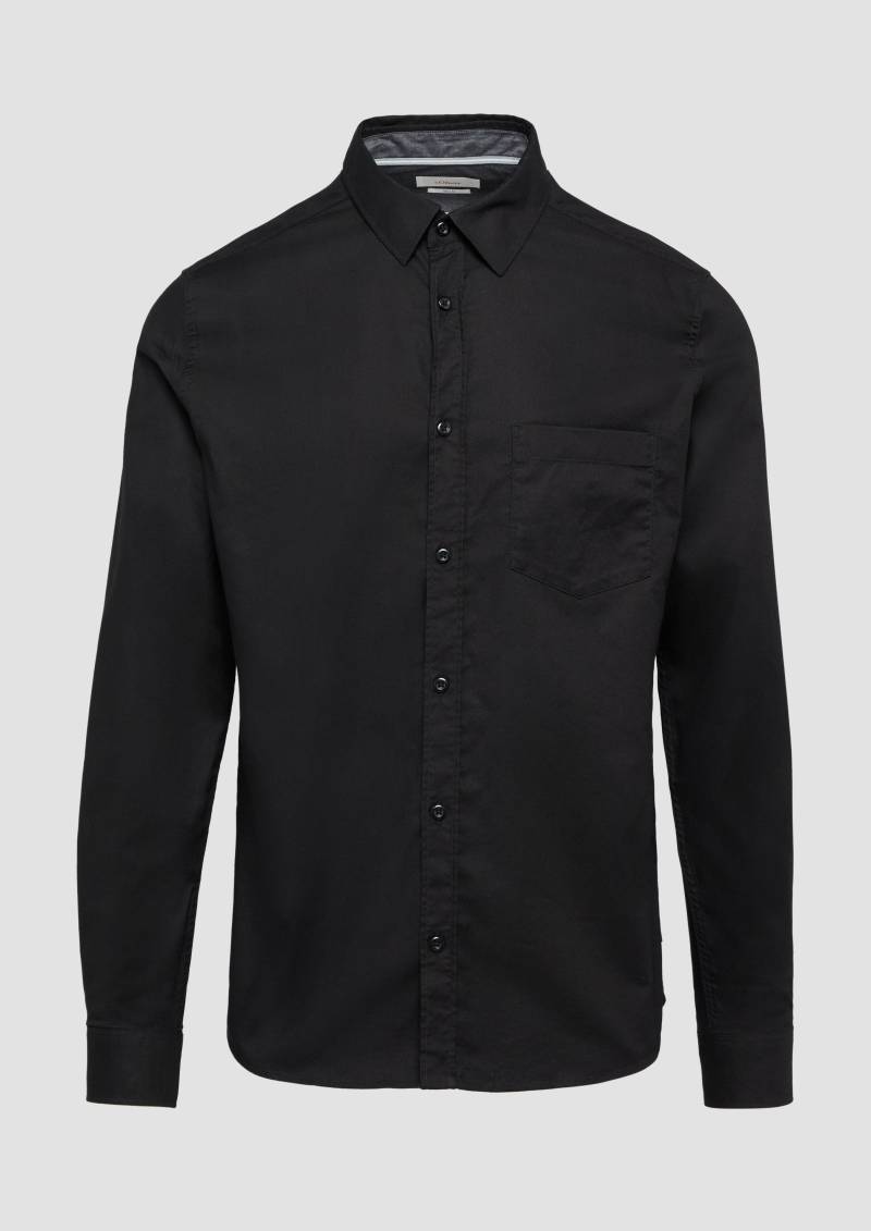 s.Oliver - Slim Fit: Strukturiertes Hemd mit Kentkragen, Herren, schwarz von s.Oliver