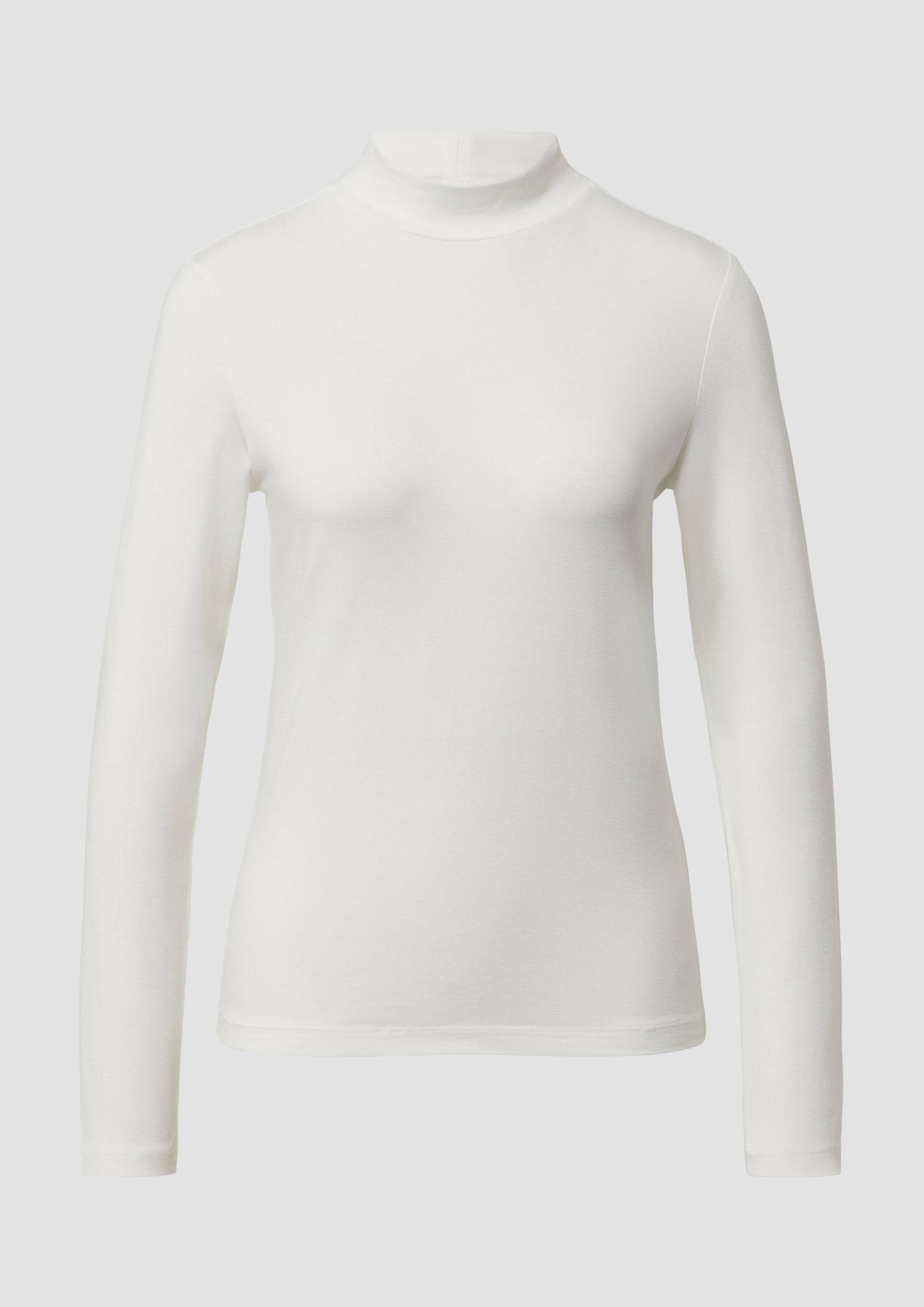 s.Oliver - Slim Fit Jerseyshirt mit Stehkragen, Damen, creme von s.Oliver
