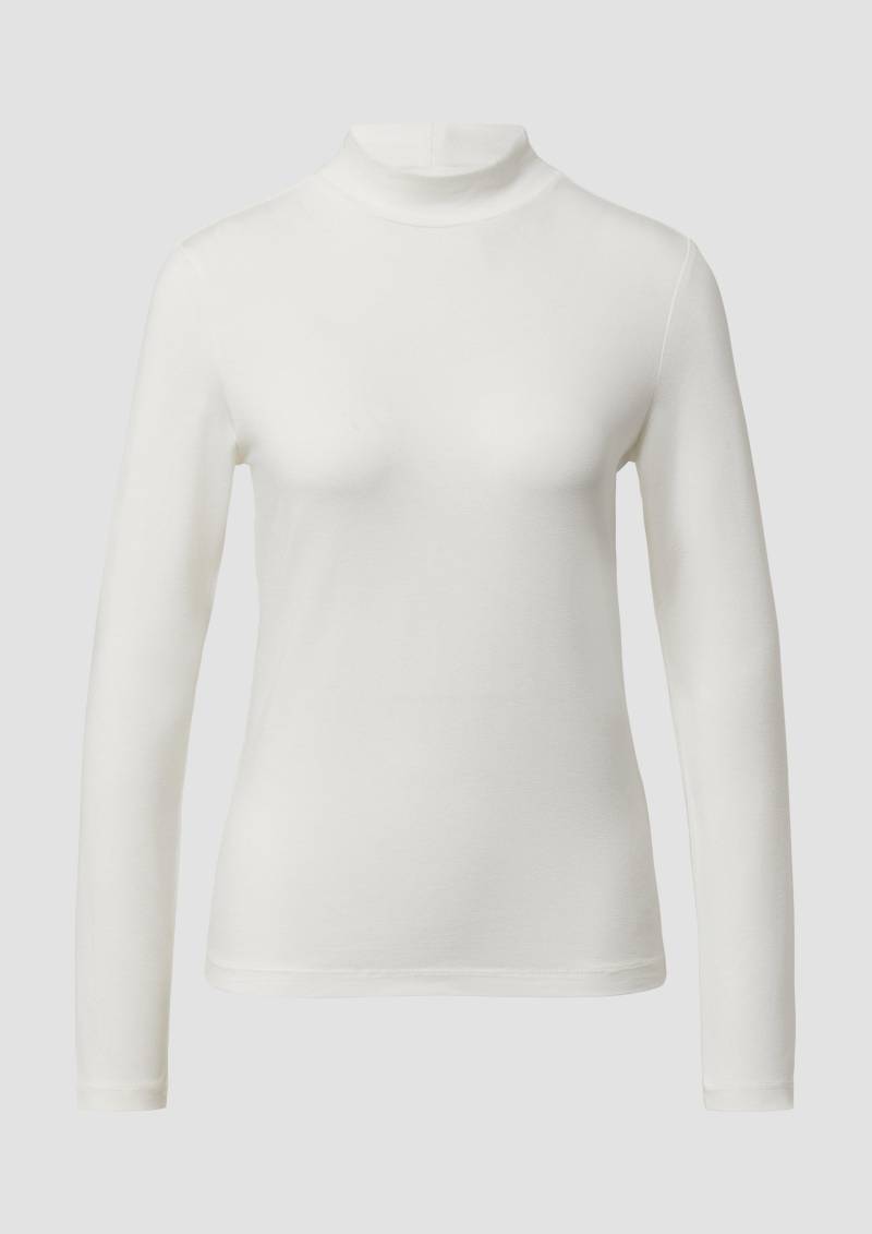 s.Oliver - Slim Fit Jerseyshirt mit Stehkragen, Damen, creme von s.Oliver