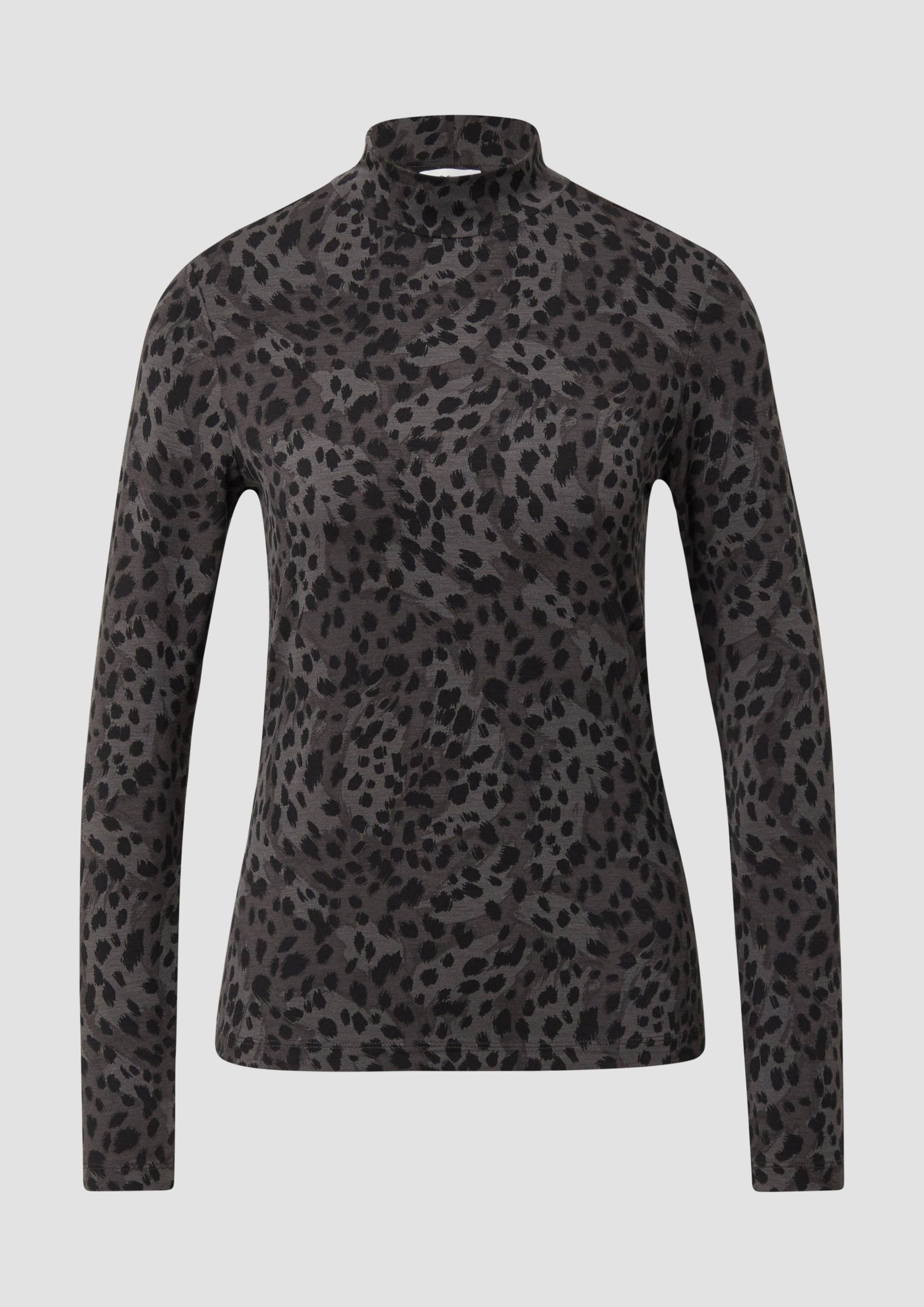 s.Oliver - Slim Fit Jerseyshirt mit Stehkragen, Damen, grau von s.Oliver