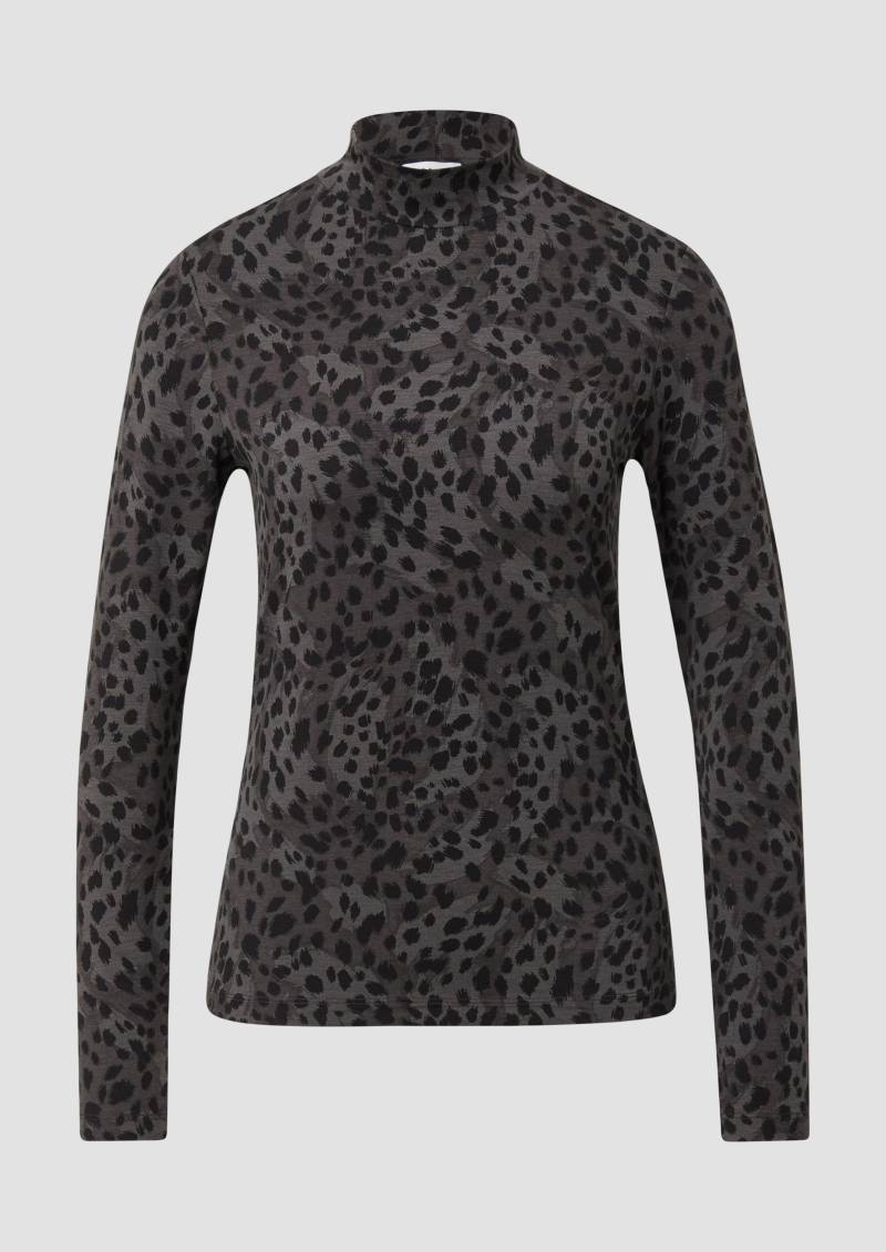 s.Oliver - Slim Fit Jerseyshirt mit Stehkragen, Damen, grau von s.Oliver