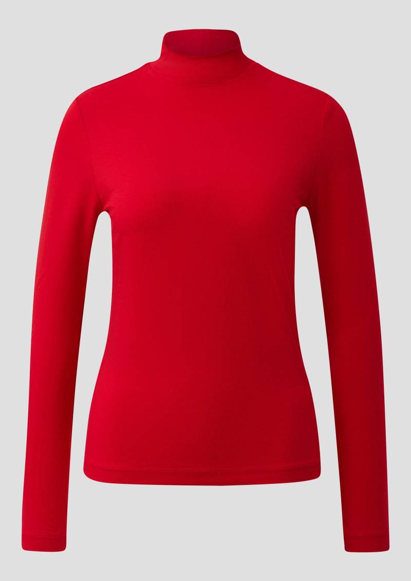 s.Oliver - Slim Fit Jerseyshirt mit Stehkragen, Damen, rot von s.Oliver