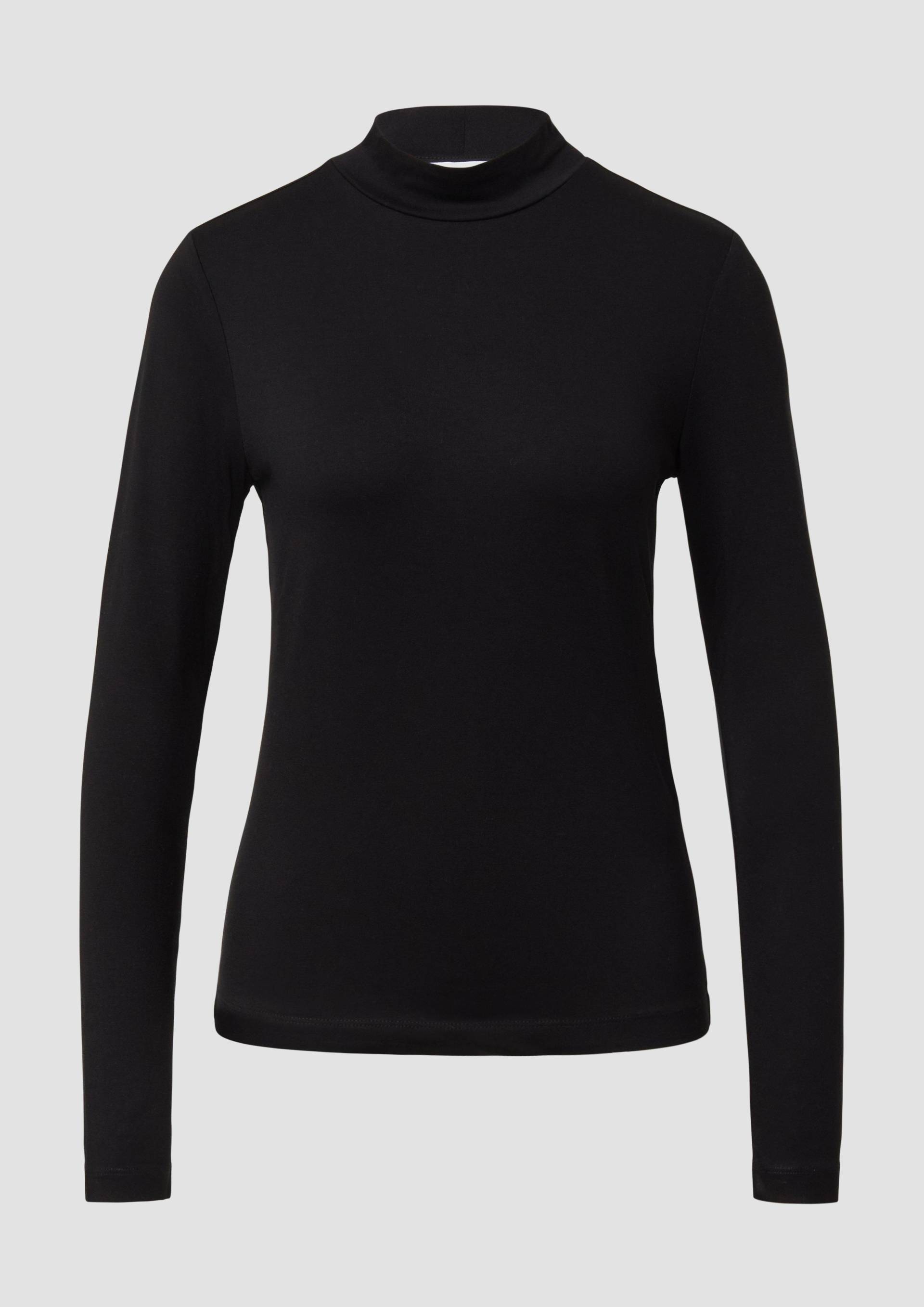 s.Oliver - Slim Fit Jerseyshirt mit Stehkragen, Damen, schwarz von s.Oliver