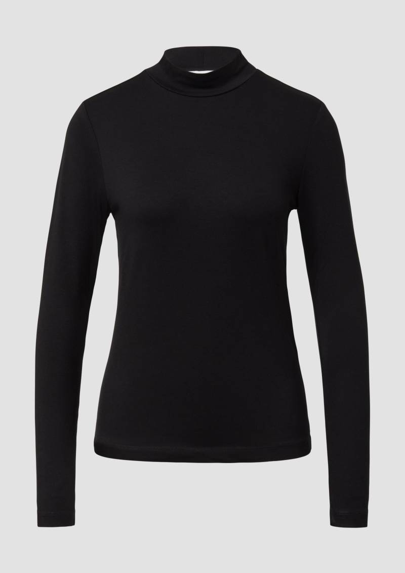 s.Oliver - Slim Fit Jerseyshirt mit Stehkragen, Damen, schwarz von s.Oliver