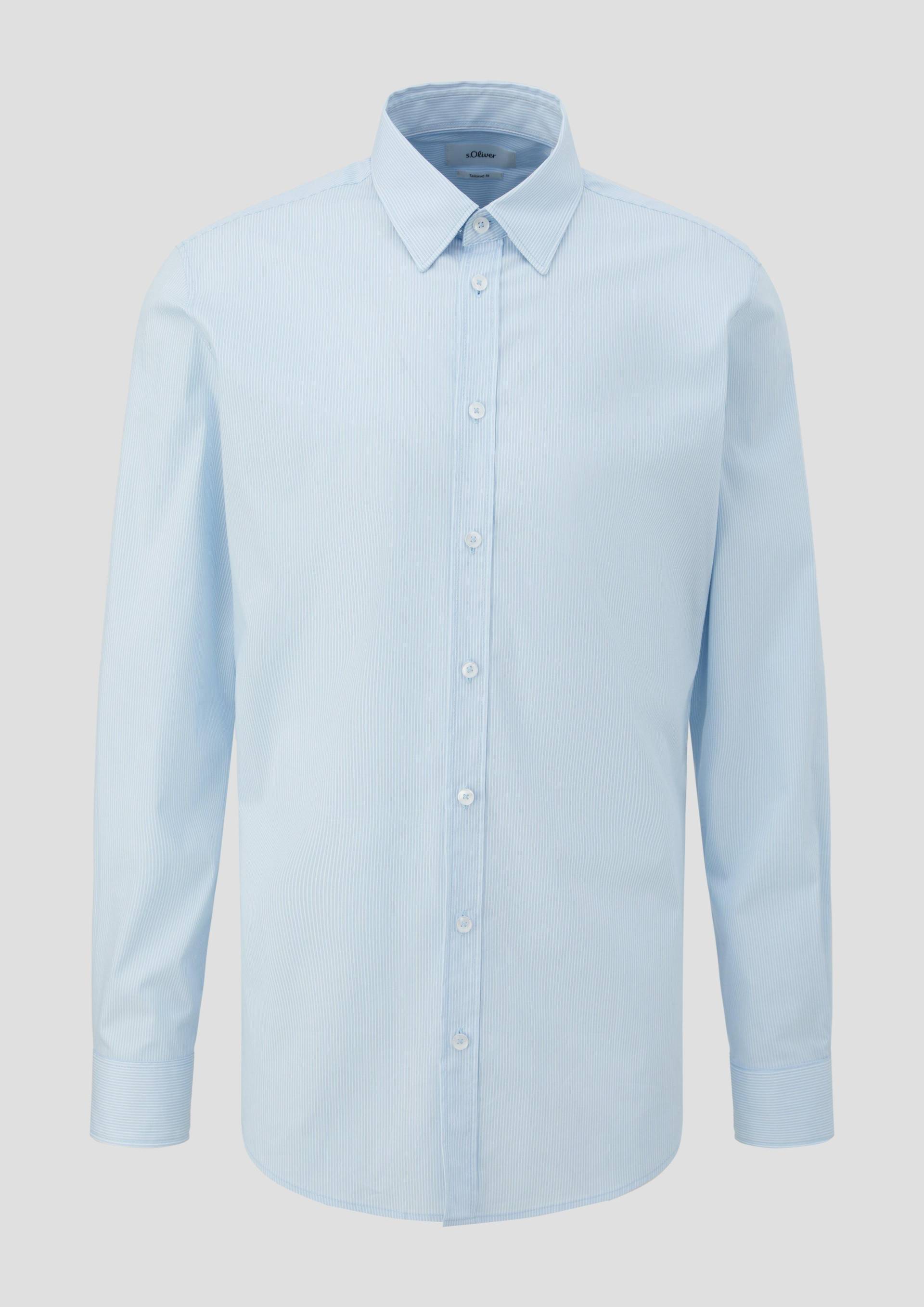 s.Oliver - Gestreiftes, elastisches Hemd aus Baumwollmix, Herren, blau von s.Oliver