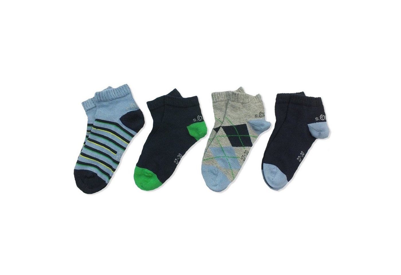 s.Oliver Sneakersocken S21120 (Packung, 4-Paar, 4 Paar) Kinder Socken Jungen Mädchen Baumwolle Quarter-Socken Sneakersocken von s.Oliver