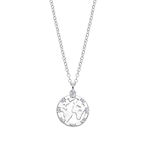 s.Oliver Damen Kette mit Anhänger, Halskette Silber 925 Weltkugel Geschenkidee von s.Oliver