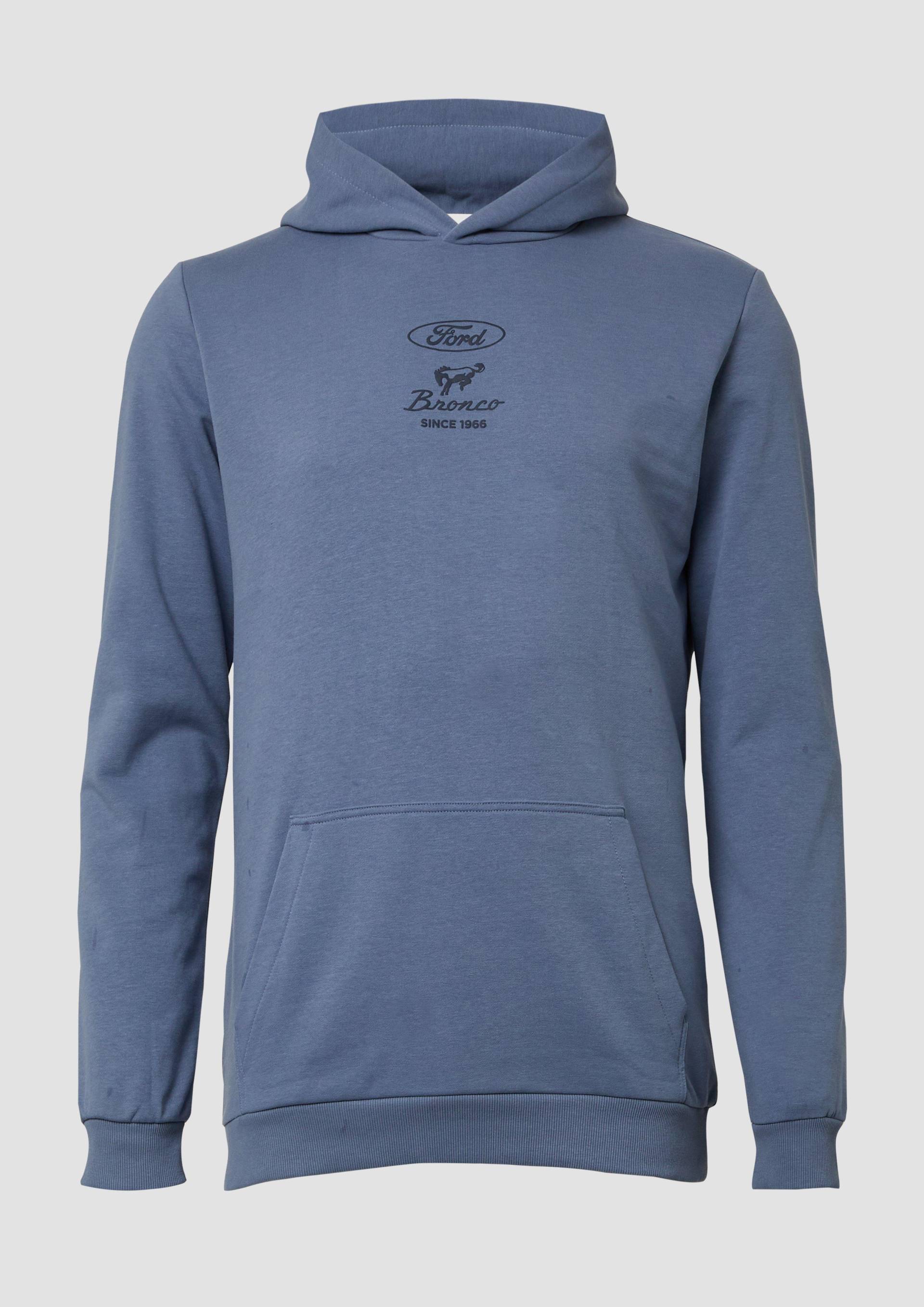 s.Oliver - Softer Hoodie im Relaxed Fit mit Artwork, Herren, blau von s.Oliver