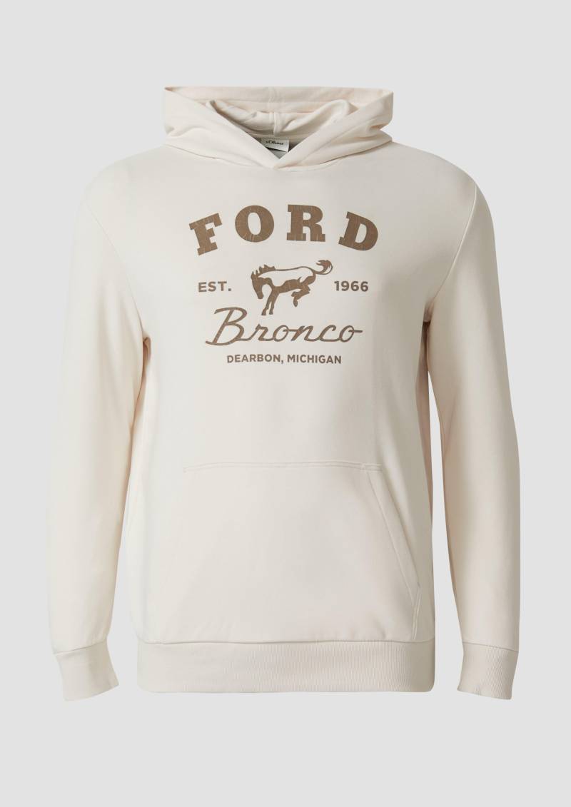 s.Oliver - Softer Hoodie im Relaxed Fit mit Artwork, Herren, creme von s.Oliver