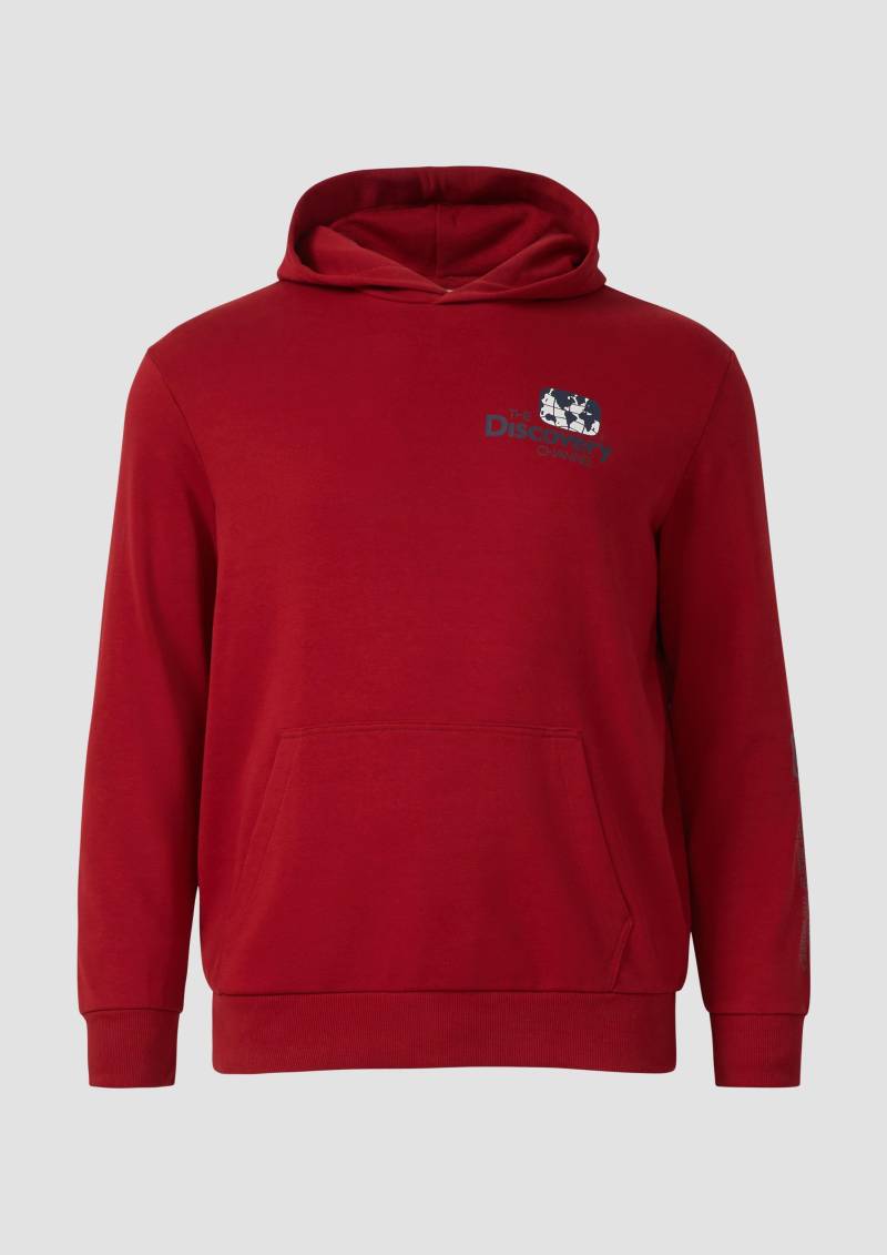 s.Oliver - Softer Hoodie im Relaxed Fit mit Artwork, Herren, rot von s.Oliver