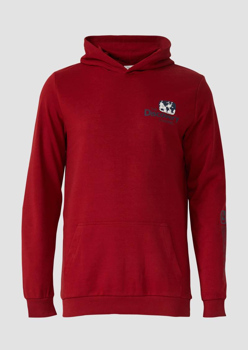 s.Oliver - Softer Hoodie im Relaxed Fit mit Artwork, Herren, rot von s.Oliver
