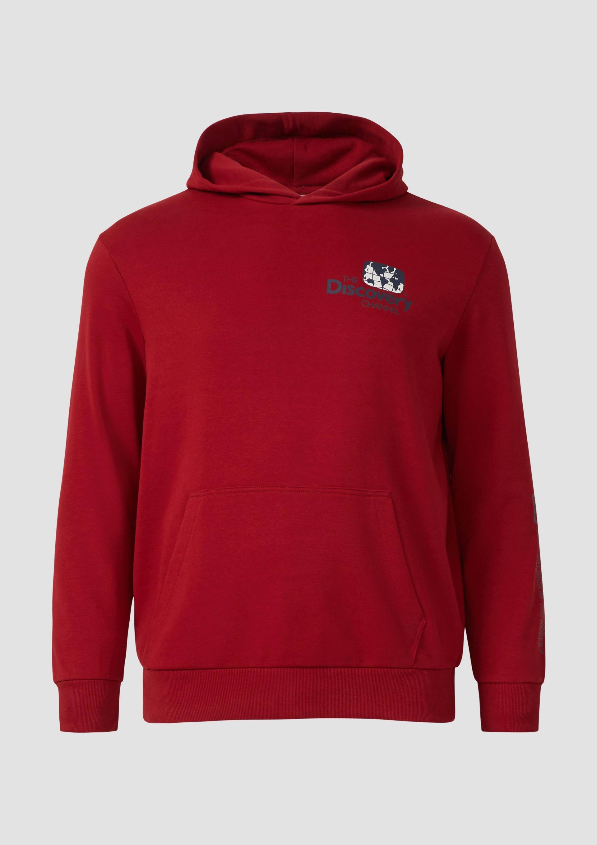 s.Oliver - Softer Hoodie im Relaxed Fit mit Artwork, Herren, rot von s.Oliver