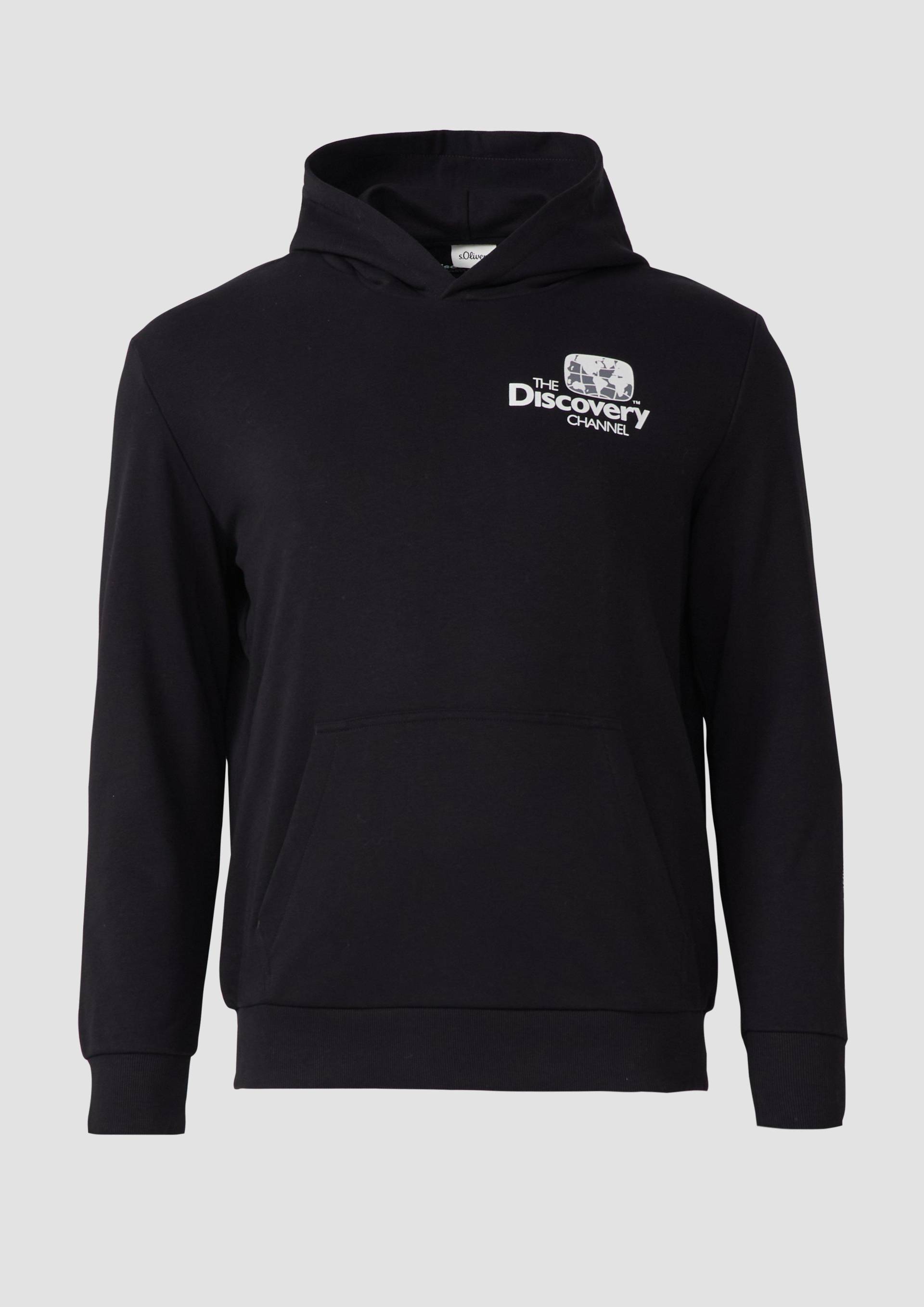 s.Oliver - Softer Hoodie im Relaxed Fit mit Artwork, Herren, schwarz von s.Oliver