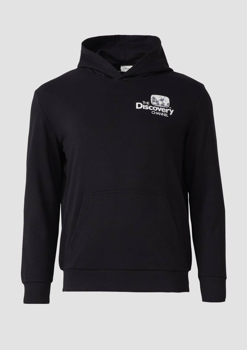 s.Oliver - Softer Hoodie im Relaxed Fit mit Artwork, Herren, schwarz von s.Oliver