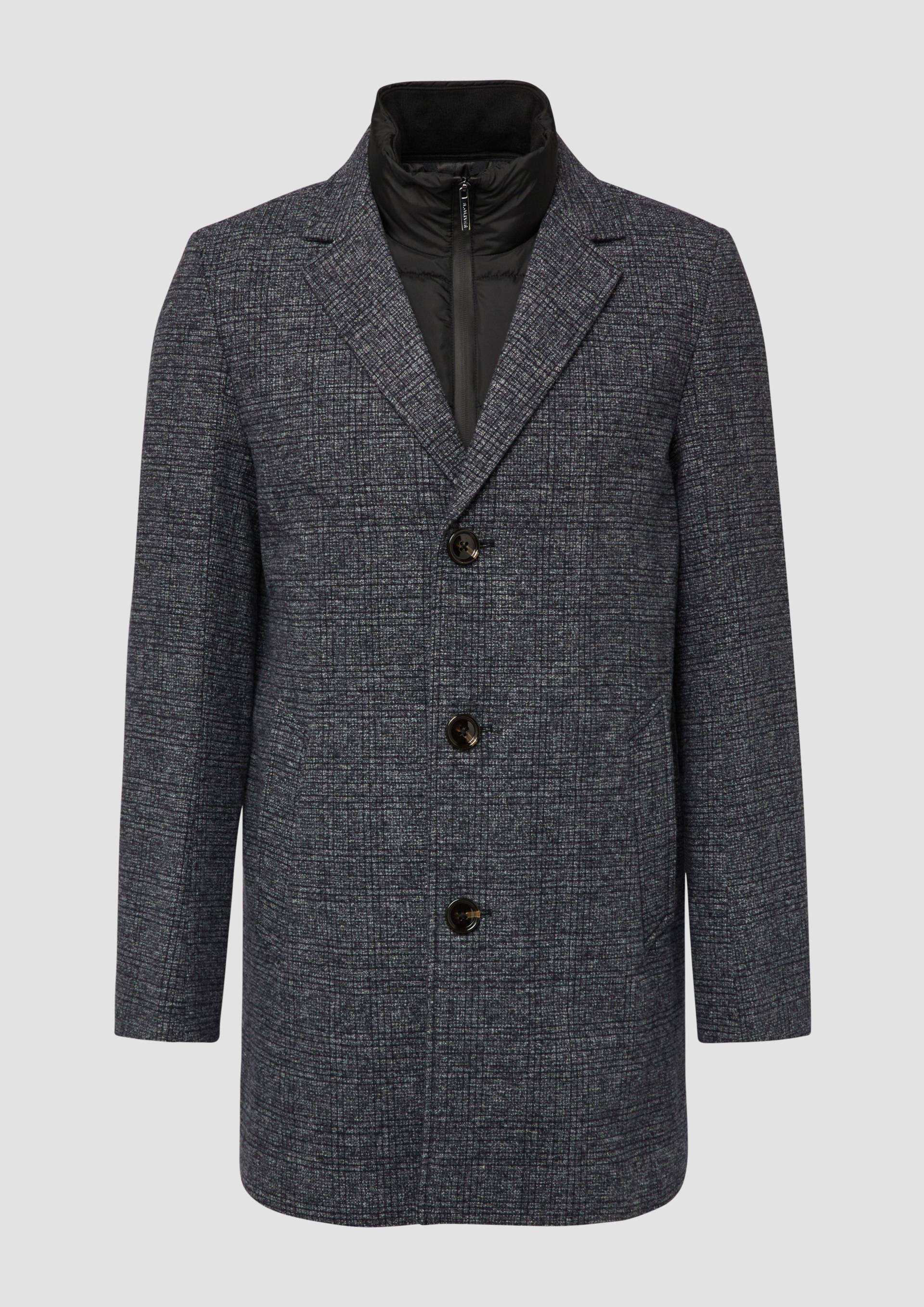 s.Oliver - Softer Mantel in Woll-Optik mit herausnehmbarem Innenfutter, Herren, blau|grau|schwarz von s.Oliver