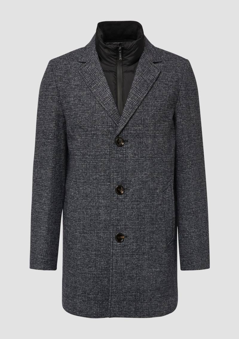 s.Oliver - Softer Mantel in Woll-Optik mit herausnehmbarem Innenfutter, Herren, blau|grau|schwarz von s.Oliver