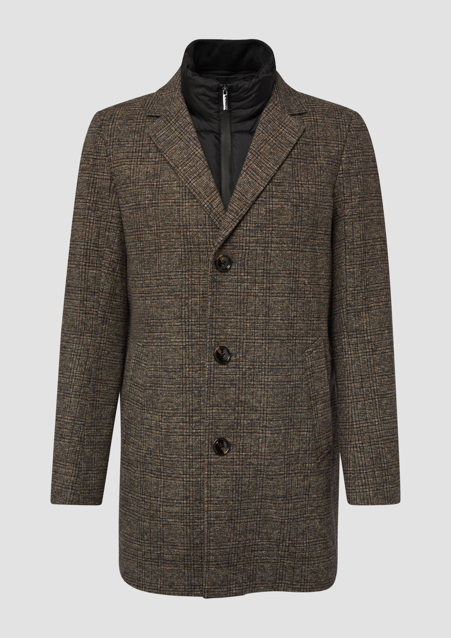 s.Oliver - Softer Mantel in Woll-Optik mit herausnehmbarem Innenfutter, Herren, braun|schwarz von s.Oliver