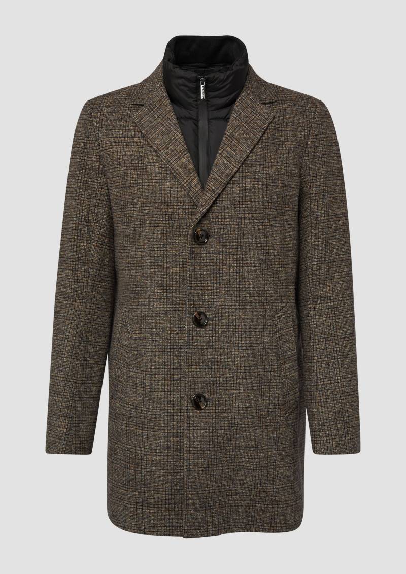 s.Oliver - Softer Mantel in Woll-Optik mit herausnehmbarem Innenfutter, Herren, braun|schwarz von s.Oliver