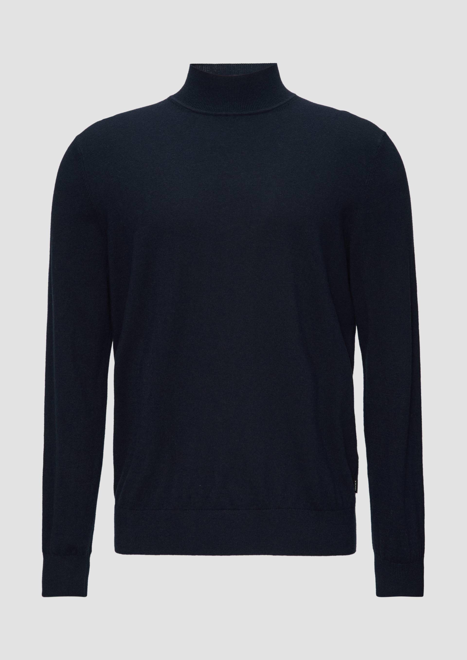 s.Oliver - Softer Turtleneckpullover aus Baumwoll-Merino-Mix, Herren, blau von s.Oliver