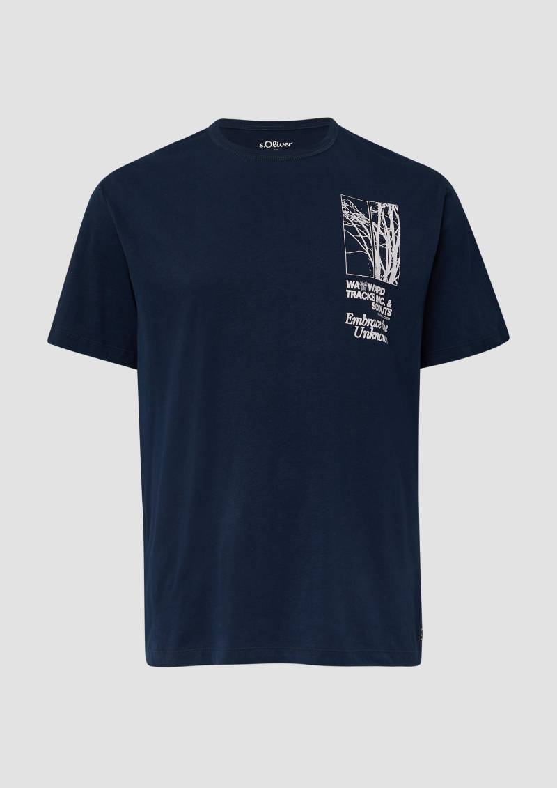 s.Oliver - Softes Baumwoll-T-Shirt mit Artwork, Herren, blau von s.Oliver