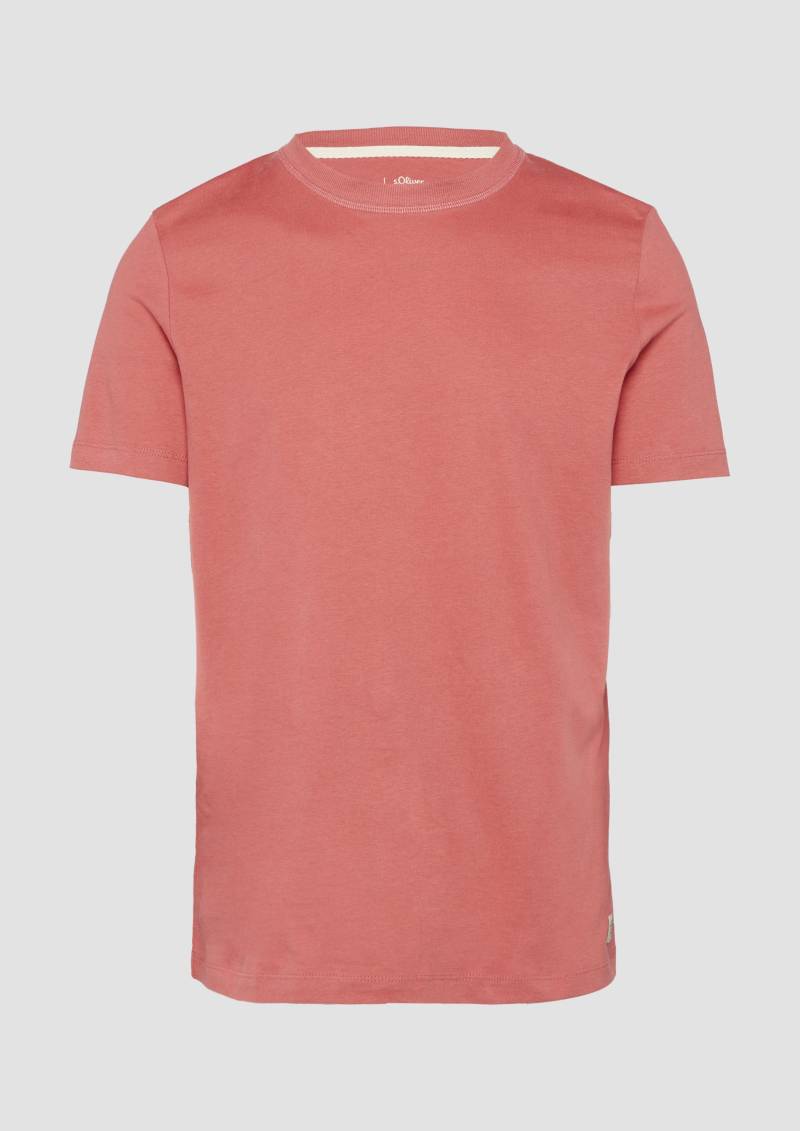 s.Oliver - Softes Baumwoll-T-Shirt mit Crewneck, Herren, Rosa von s.Oliver
