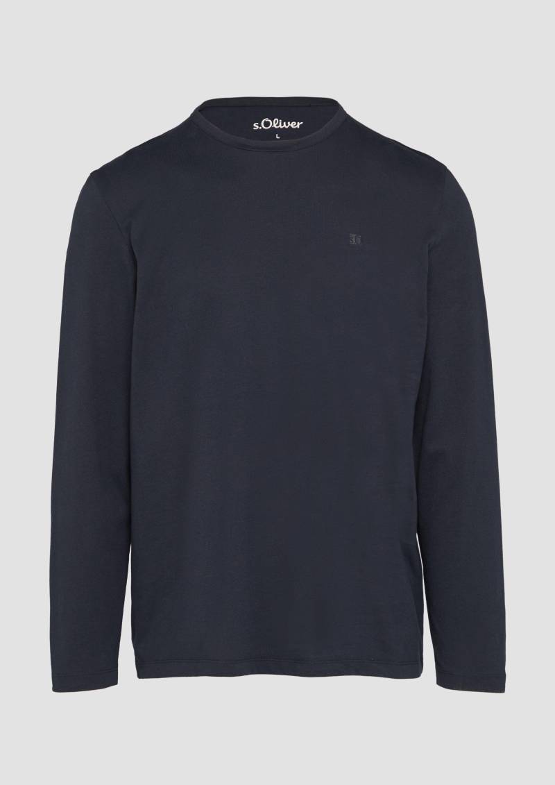 s.Oliver - Softes Longsleeve aus Jersey mit Logo-Detail, Herren, blau von s.Oliver