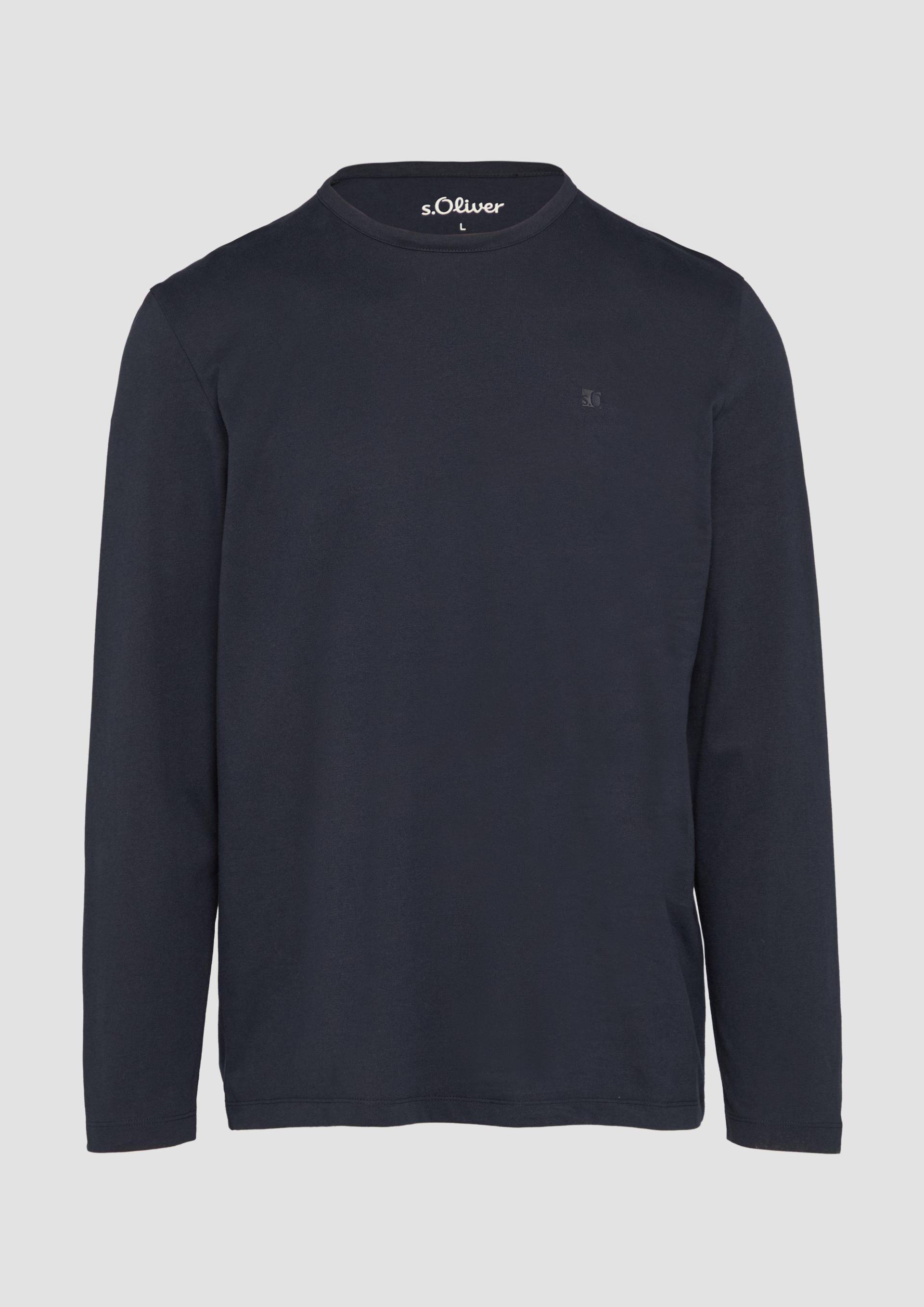 s.Oliver - Softes Longsleeve aus Jersey mit Logo-Detail, Herren, blau von s.Oliver