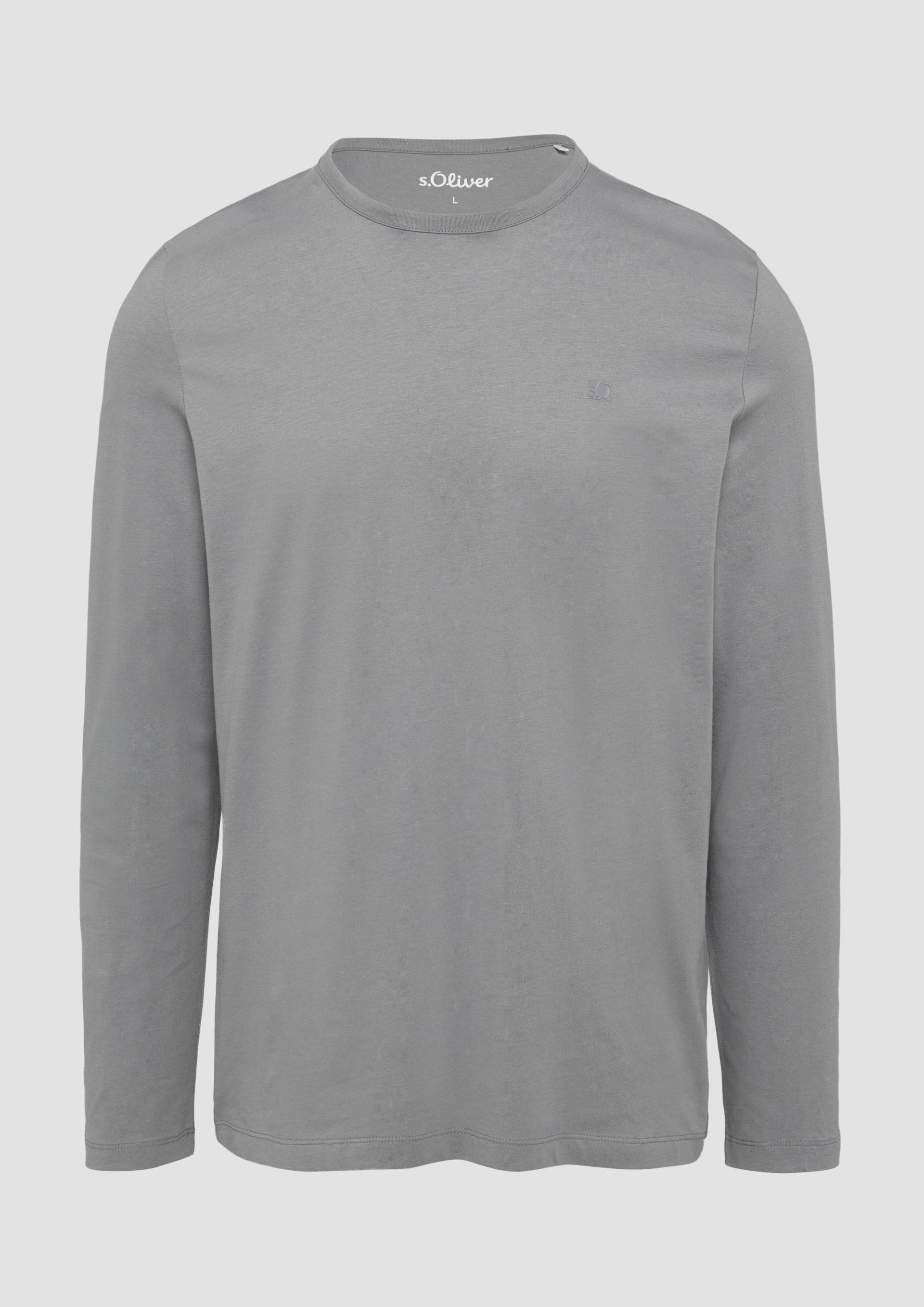 s.Oliver - Softes Longsleeve aus Jersey mit Logo-Detail, Herren, grau von s.Oliver
