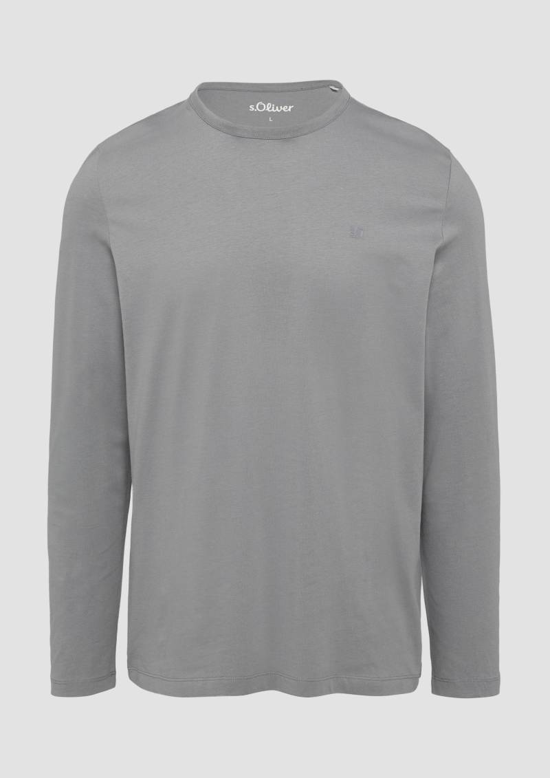 s.Oliver - Softes Longsleeve aus Jersey mit Logo-Detail, Herren, grau von s.Oliver