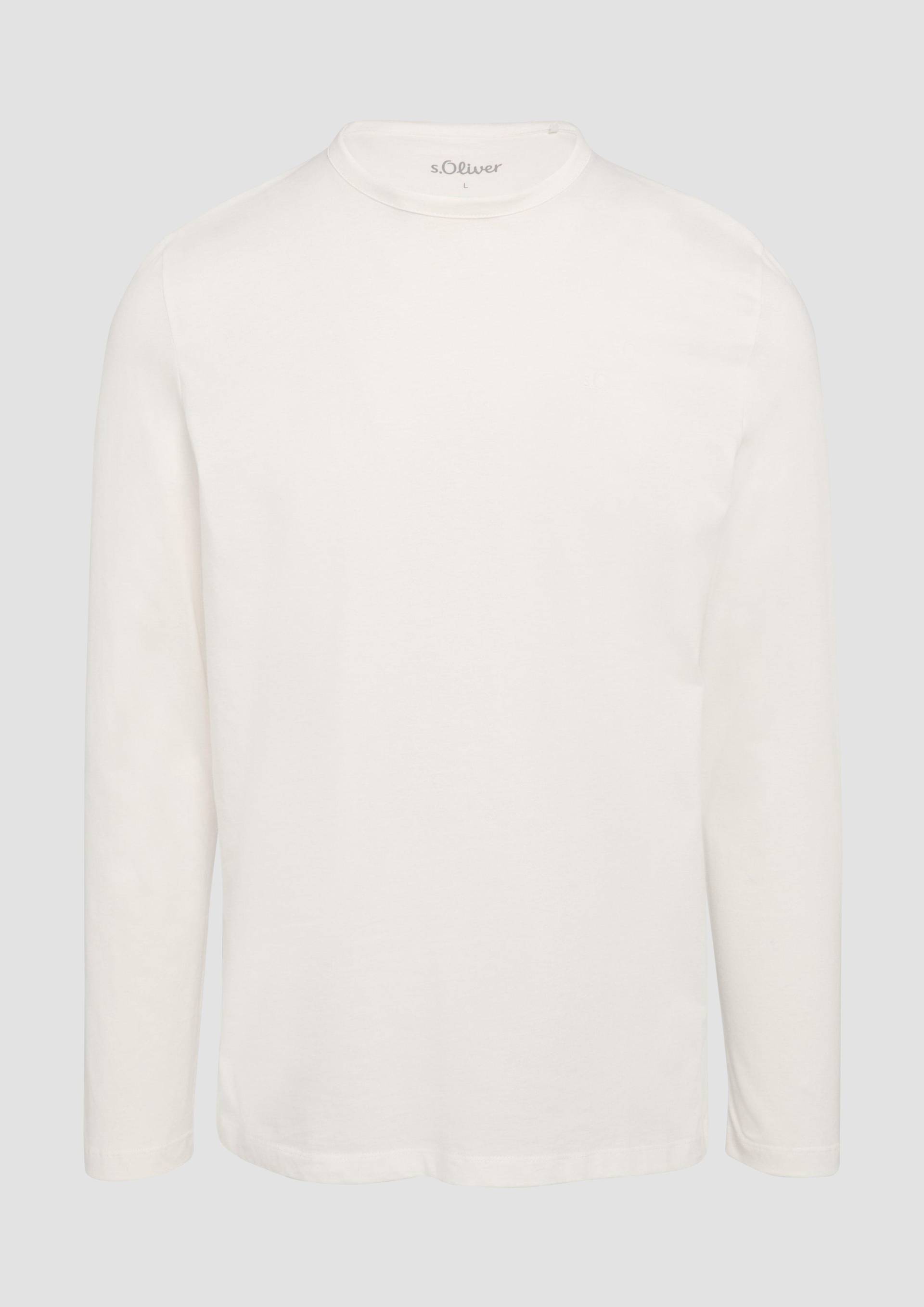 s.Oliver - Softes Longsleeve aus Jersey mit Logo-Detail, Herren, weiß von s.Oliver