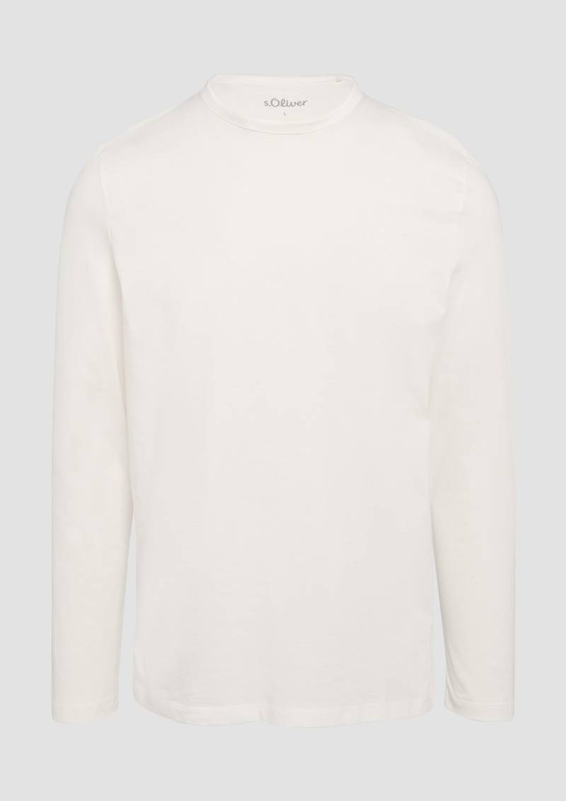 s.Oliver - Softes Longsleeve aus Jersey mit Logo-Detail, Herren, weiß von s.Oliver