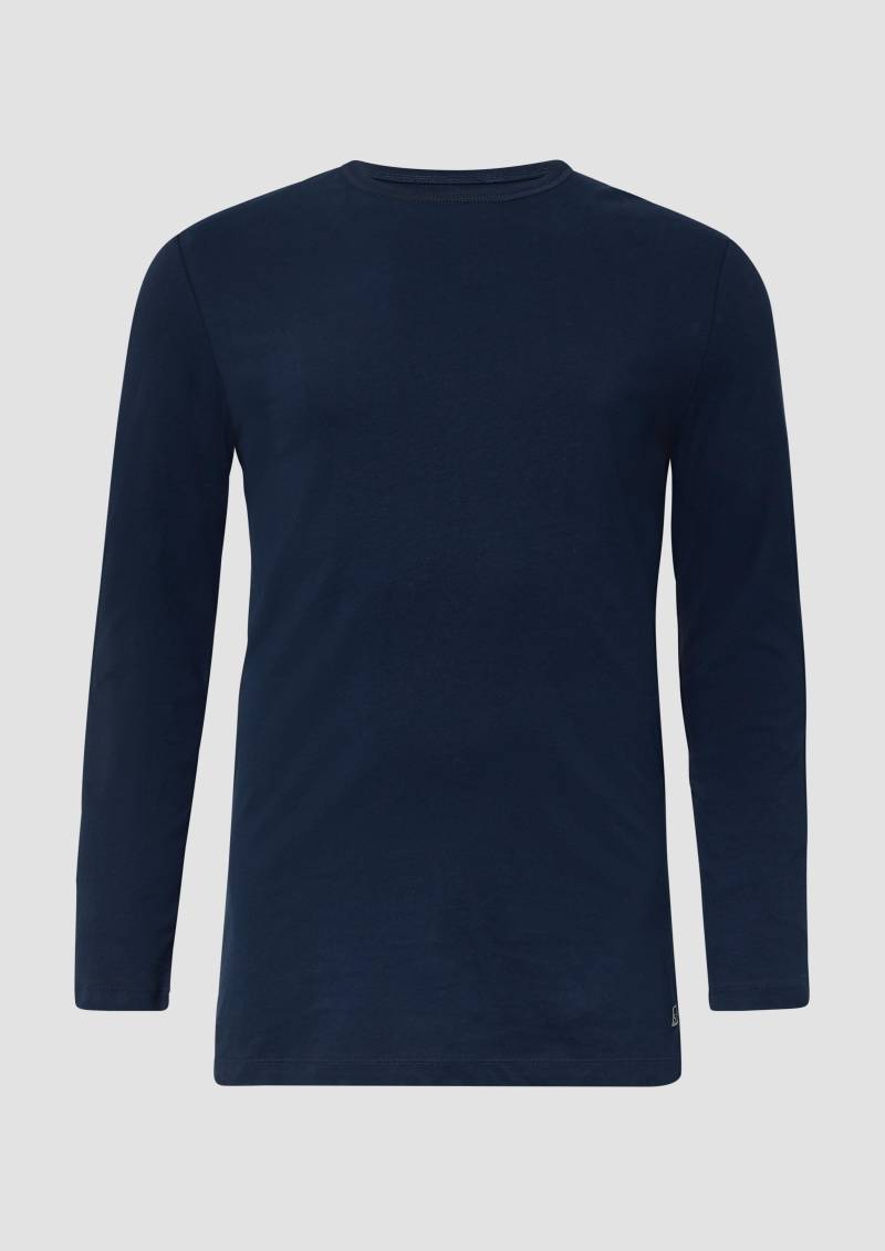 s.Oliver - Softes Longsleeve mit Crew Neck und Logo-Patch, Herren, blau von s.Oliver