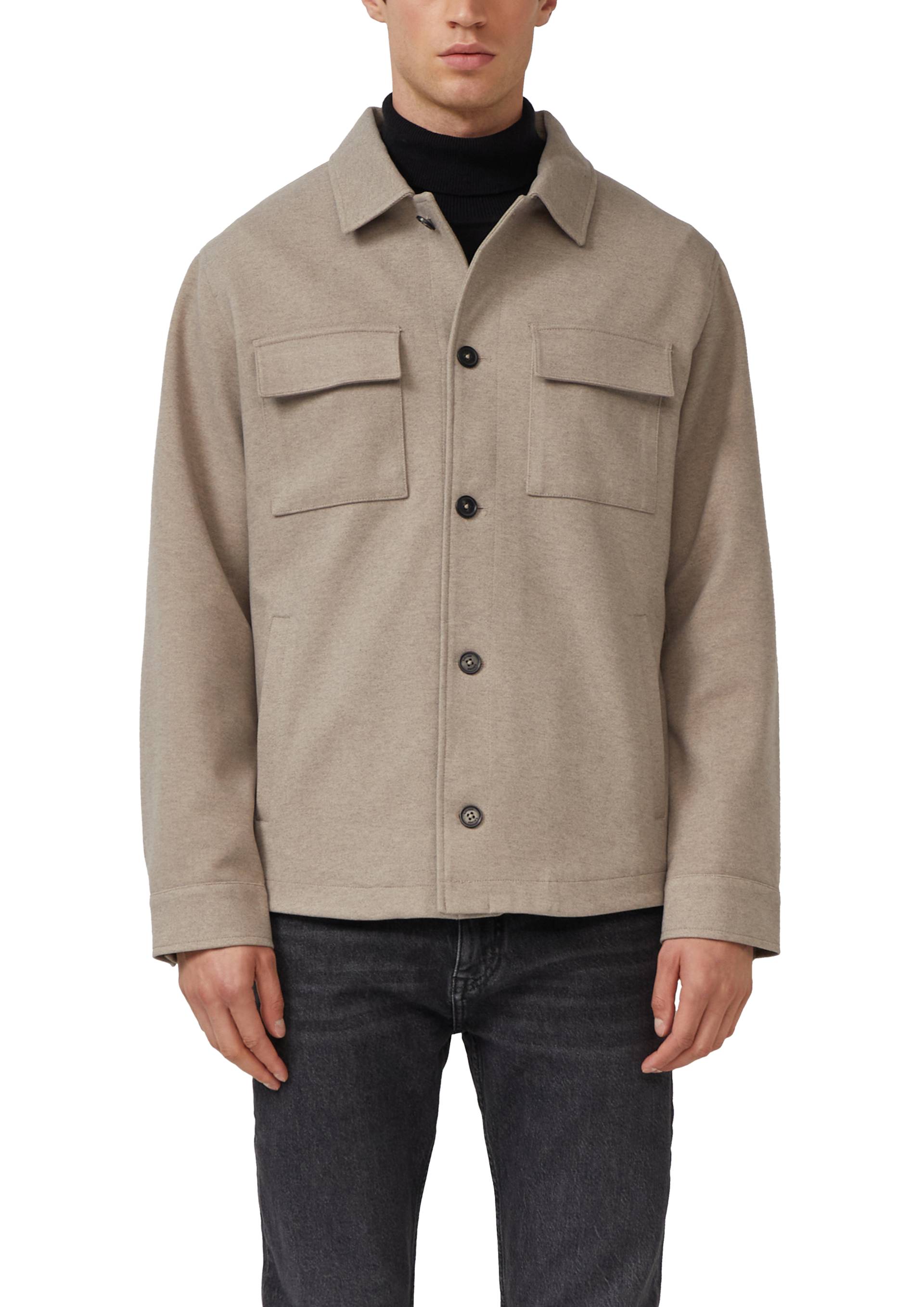 s.Oliver - Softes Overshirt mit Kentkragen und aufgesetzten Brusttaschen, Herren, Beige von s.Oliver