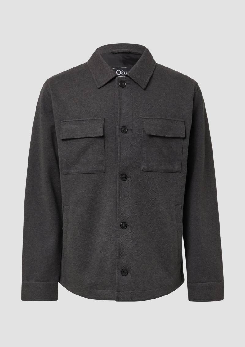 s.Oliver - Softes Overshirt mit Kentkragen und aufgesetzten Brusttaschen, Herren, Beige von s.Oliver