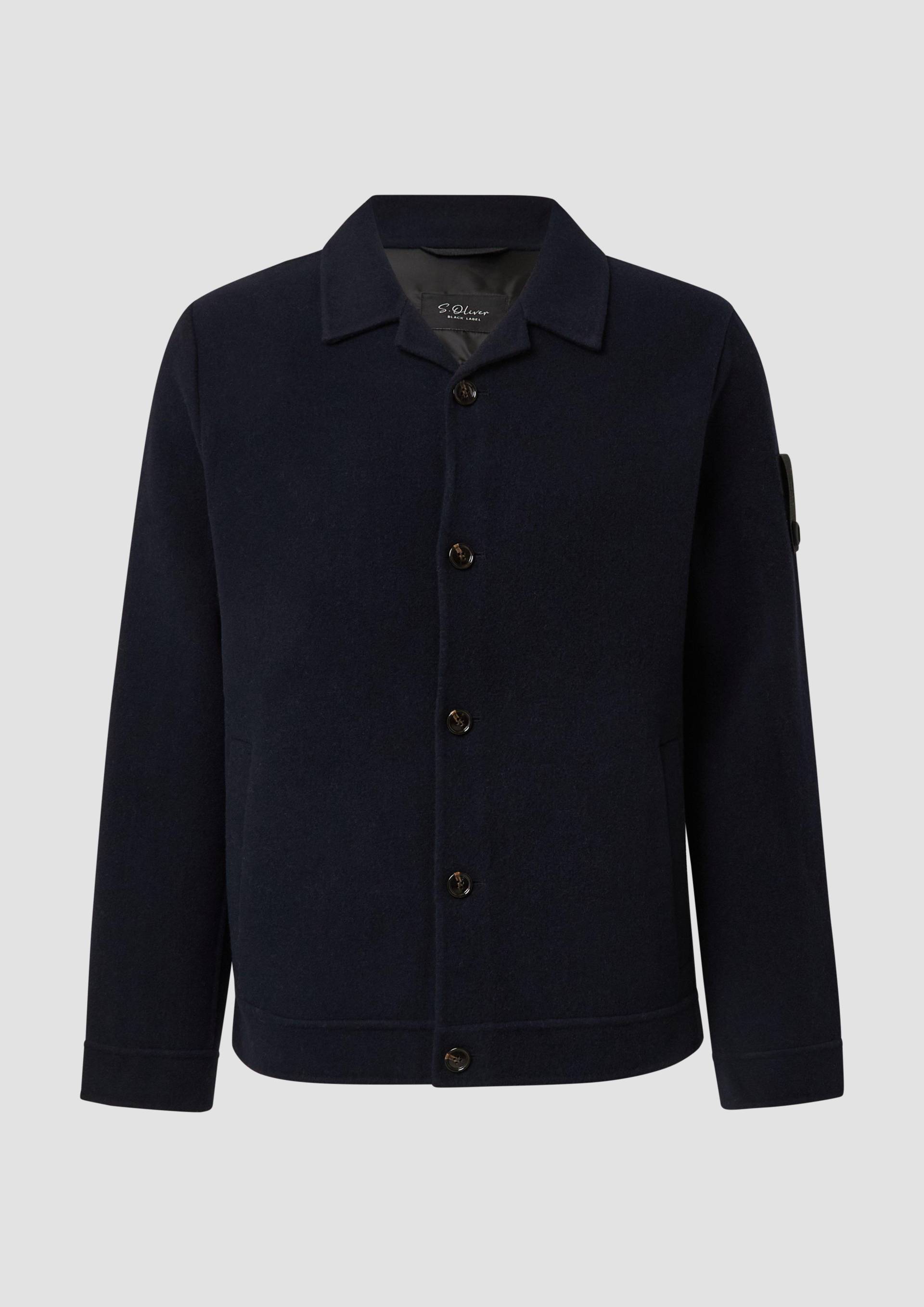 s.Oliver - Softes Overshirt mit Wolle und Label-Patch, Herren, blau von s.Oliver