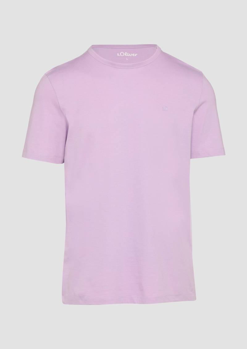 s.Oliver - Softes T-Shirt mit Crewneck und Logo-Detail, Herren, lila von s.Oliver