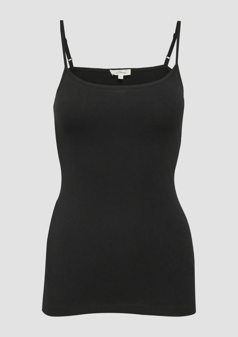 s.Oliver - Spaghettiträger-Top aus Baumwollstretch im Slim Fit, Damen, schwarz von s.Oliver
