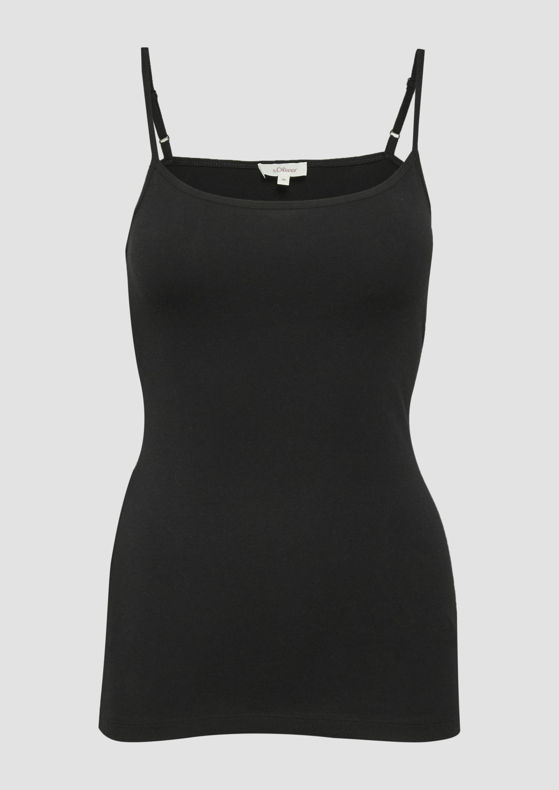 s.Oliver - Spaghettiträger-Top aus Baumwollstretch im Slim Fit, Damen, schwarz von s.Oliver