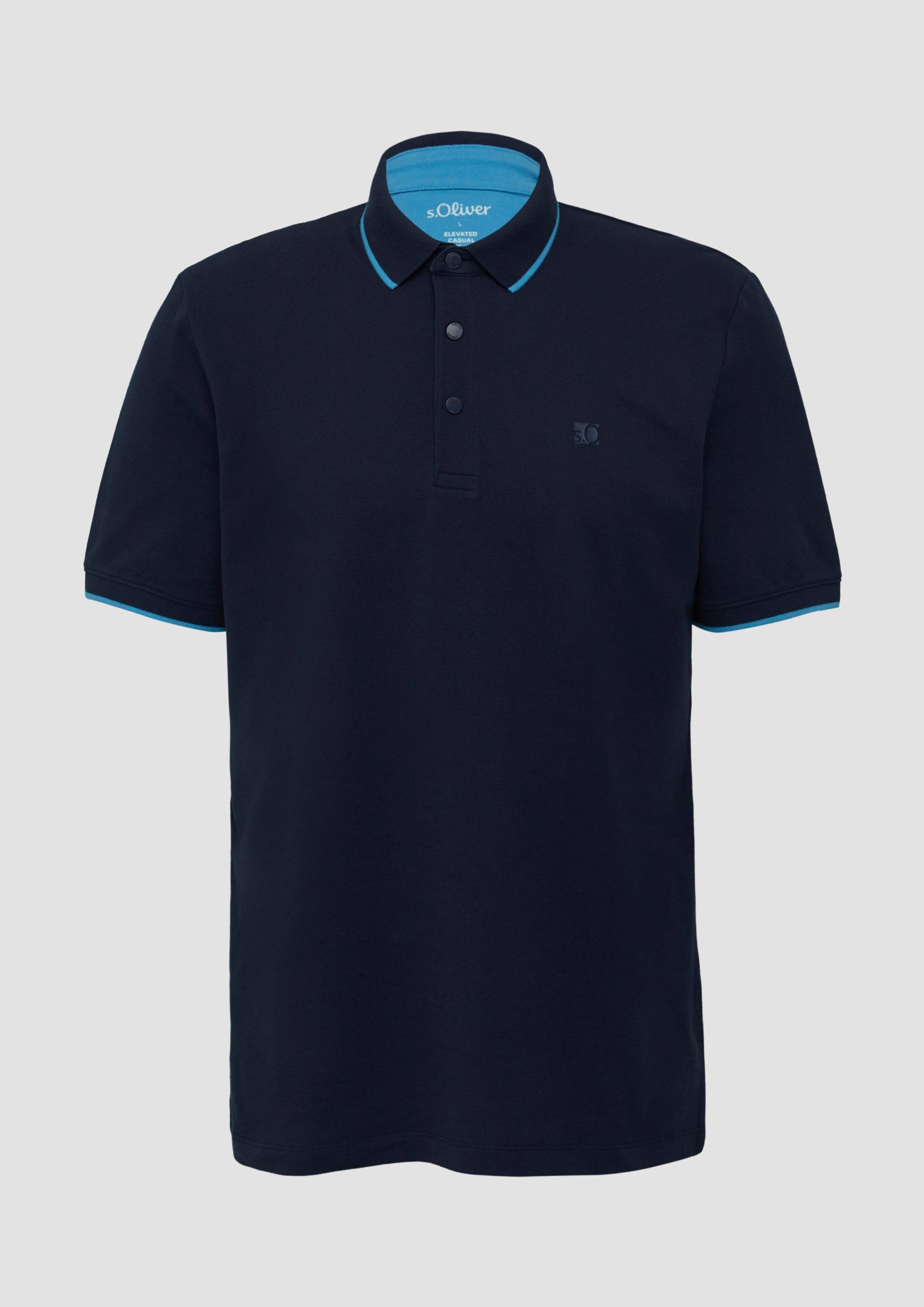 s.Oliver - Sportives Piqué-Poloshirt mit Kontrast-Details, Herren, blau von s.Oliver