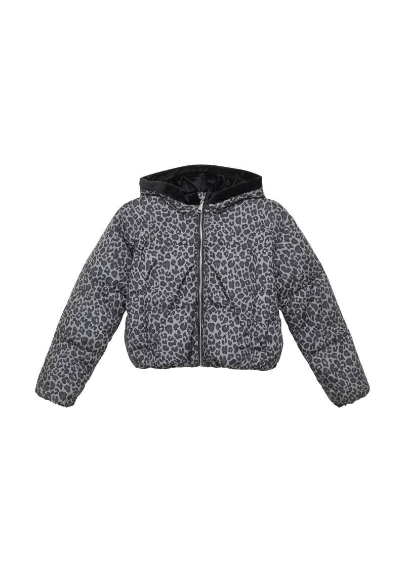 s.Oliver - Steppjacke mit Leo-Print und samtigem Fleecefutter, Mädchen, grau von s.Oliver