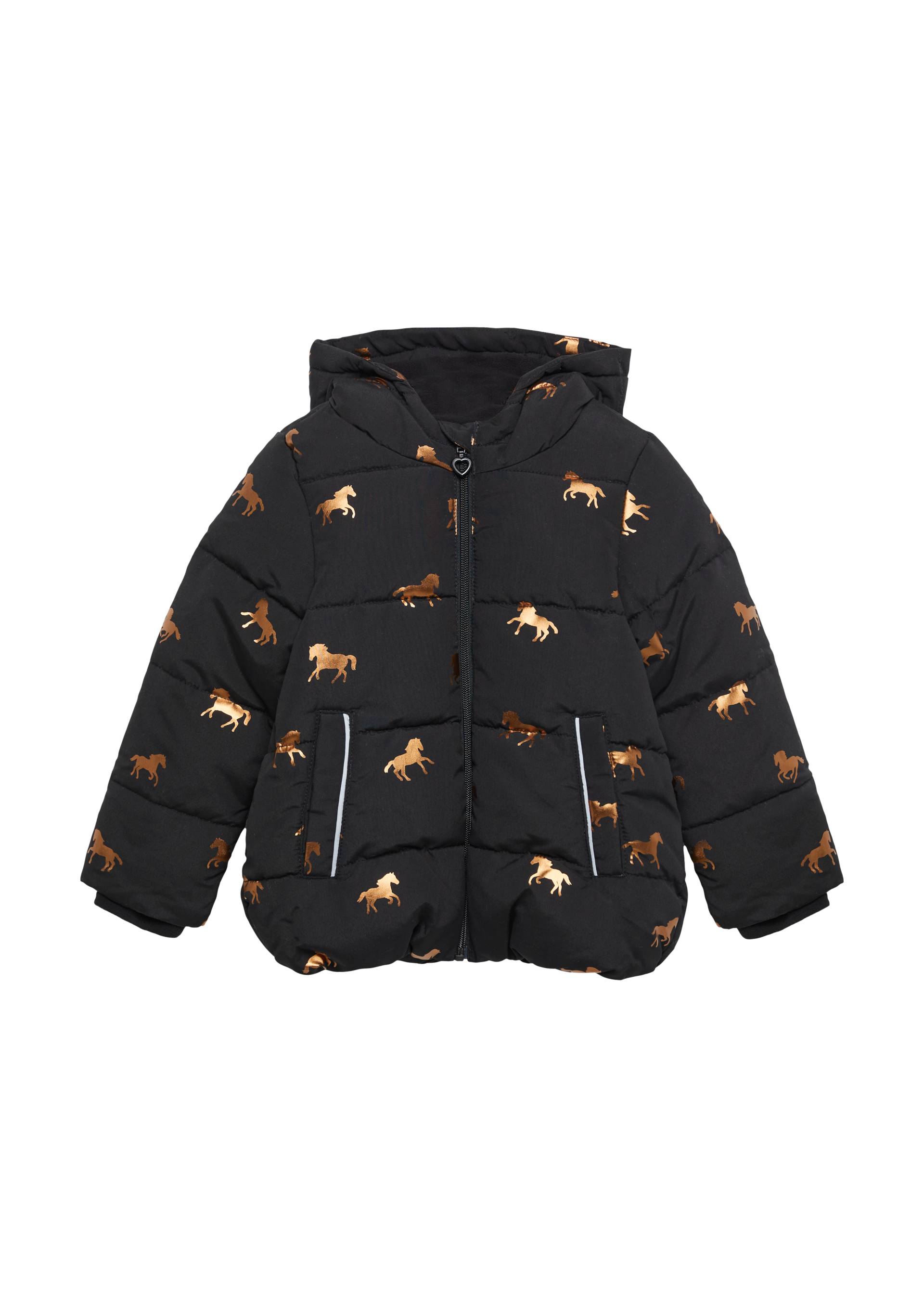 s.Oliver - Steppjacke mit schimmerndem Print und Fleecefutter, Kinder, schwarz von s.Oliver
