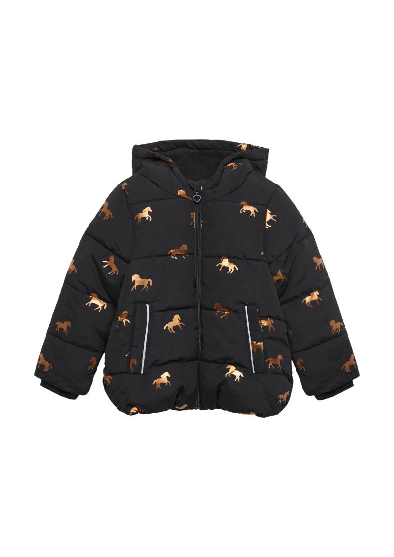 s.Oliver - Steppjacke mit schimmerndem Print und Fleecefutter, Kinder, schwarz von s.Oliver