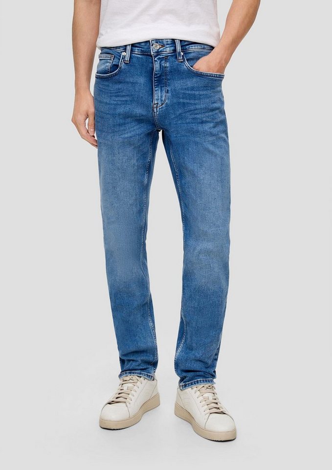 s.Oliver Stoffhose Jeans Nelio / Slim Fit / Mid Rise / Slim Leg Waschung, Label-Patch, Kontrastnähte von s.Oliver