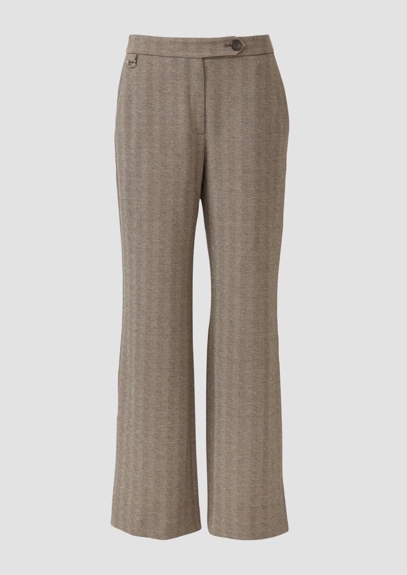 s.Oliver - Stoffhose aus Interlock-Jersey mit Extra High Rise, Damen, Beige von s.Oliver